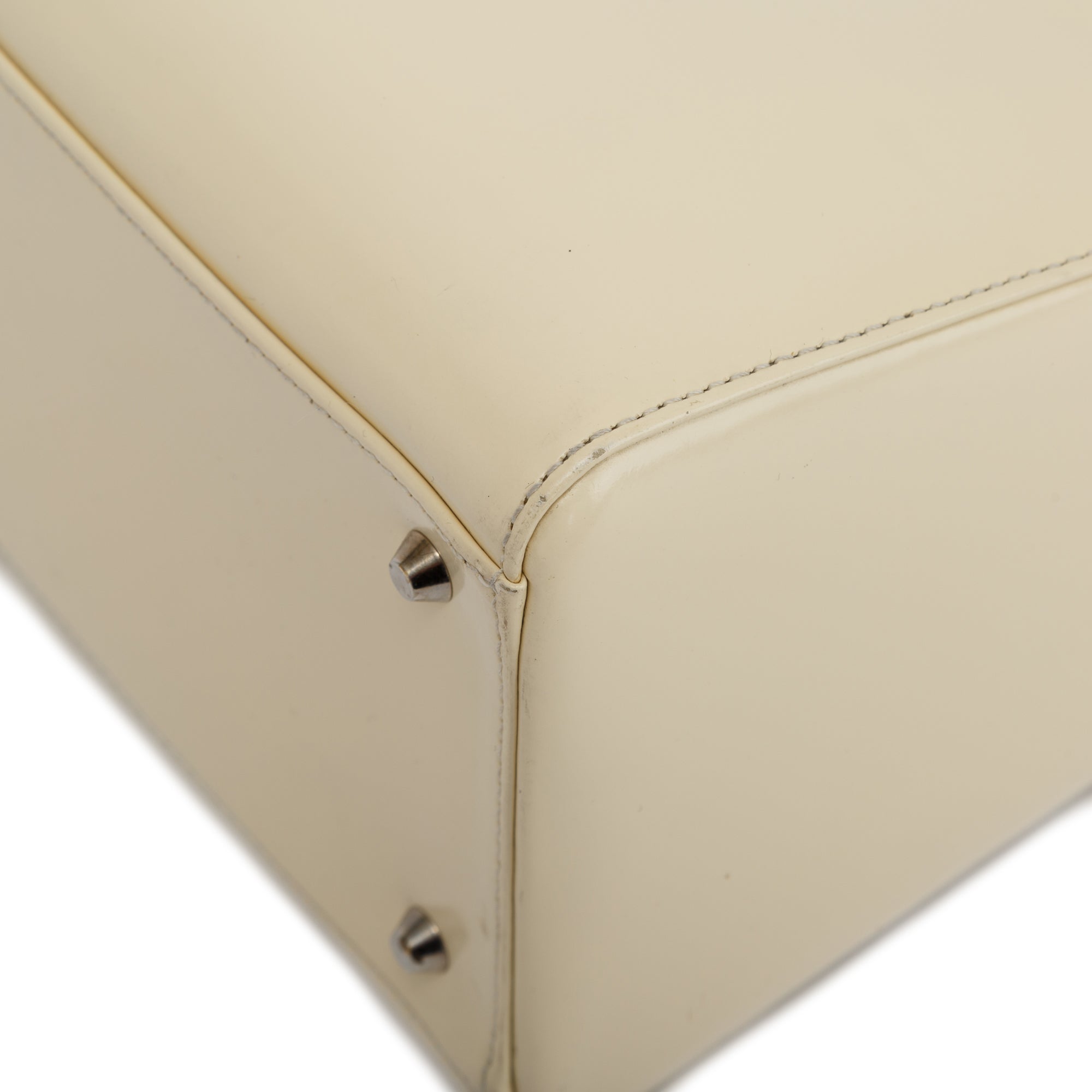 Christian Dior Vintage White Patent Leather Medium Lady Dior Bag w/ Strap