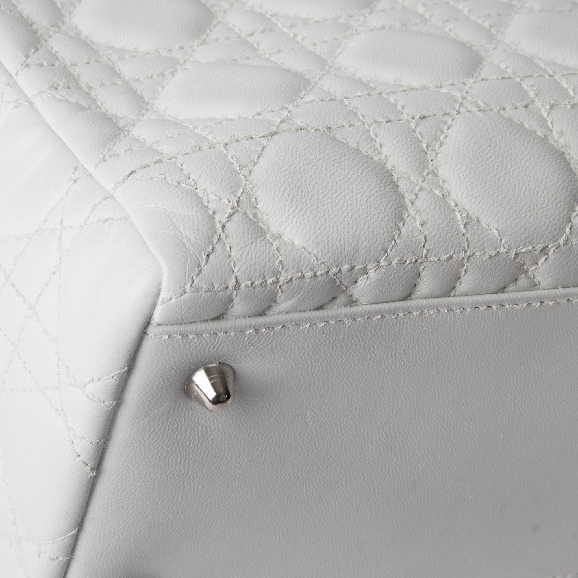 Christian Dior White Medium Lady Dior Bag w/ Shoulder Strap