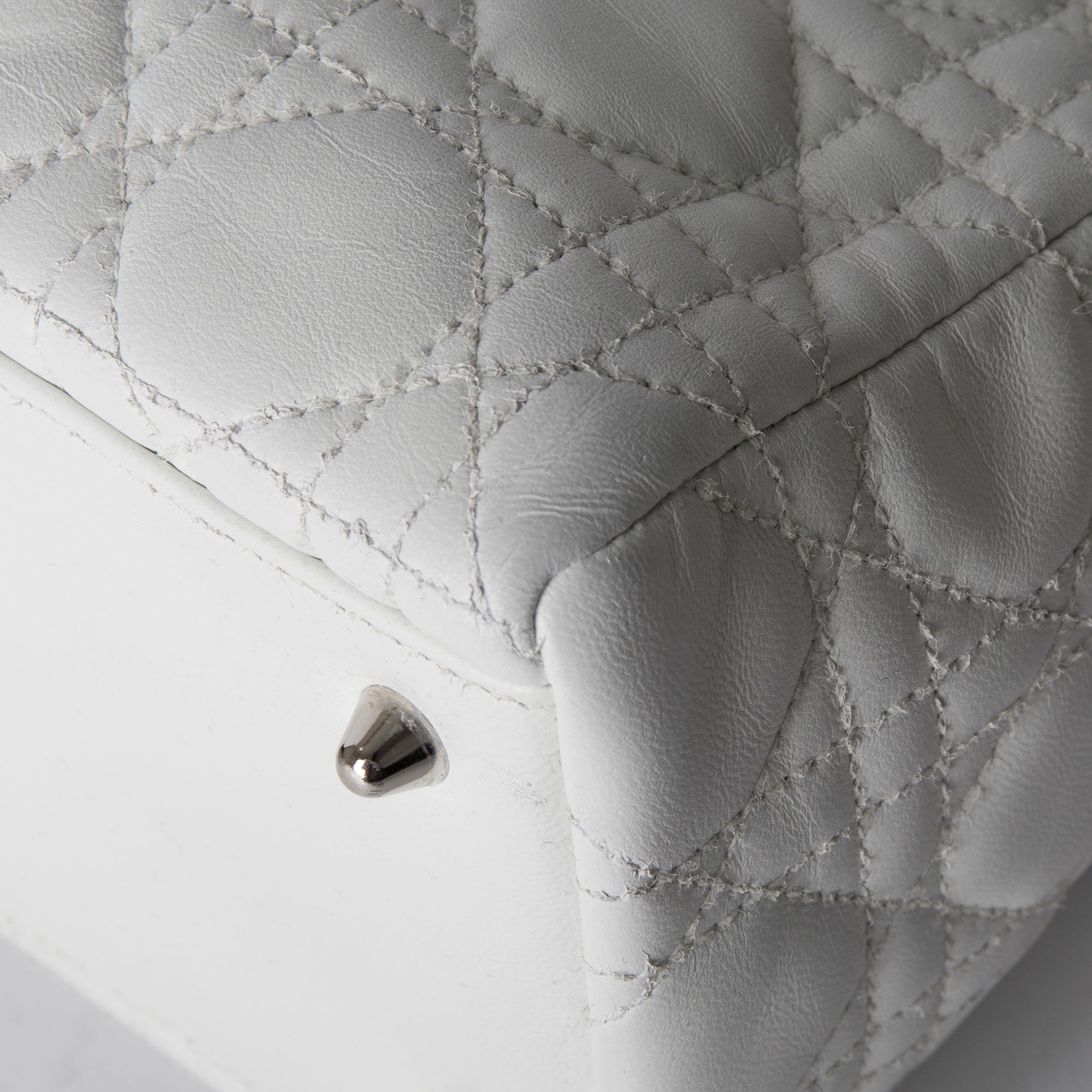 Christian Dior White Medium Lady Dior Bag w/ Shoulder Strap