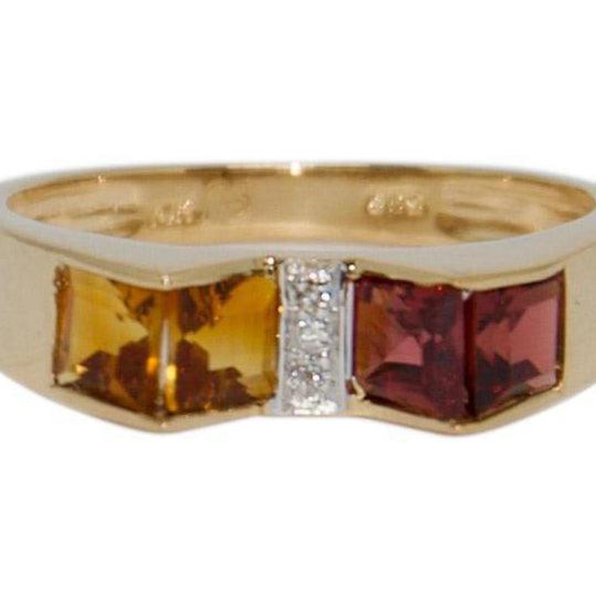 Citrine, Almandite, and Diamond Cocktail Ring