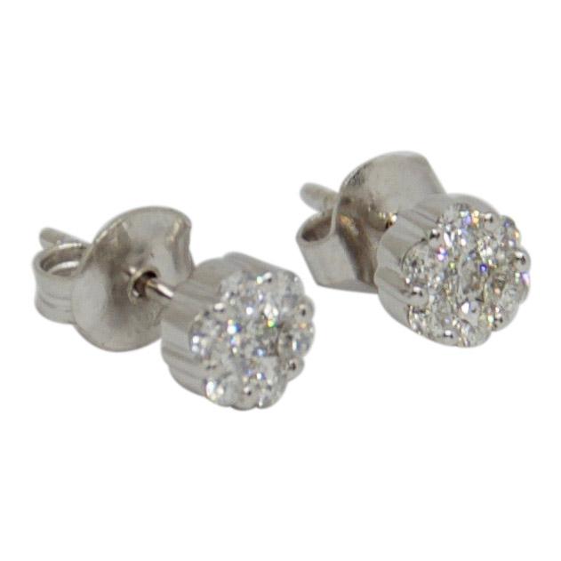 Cluster Diamond Flower Earrings