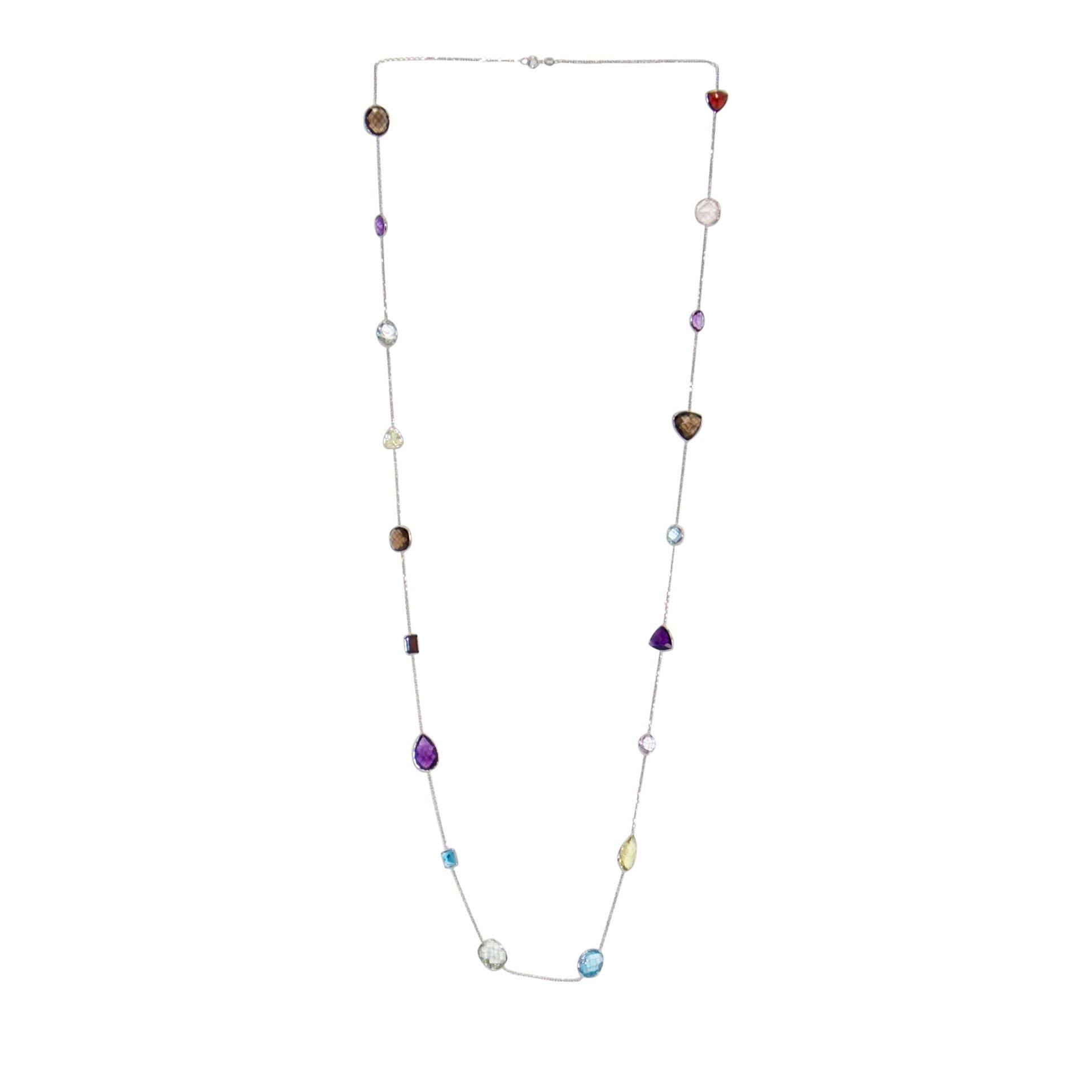 Coloured Stone Chain Necklace
