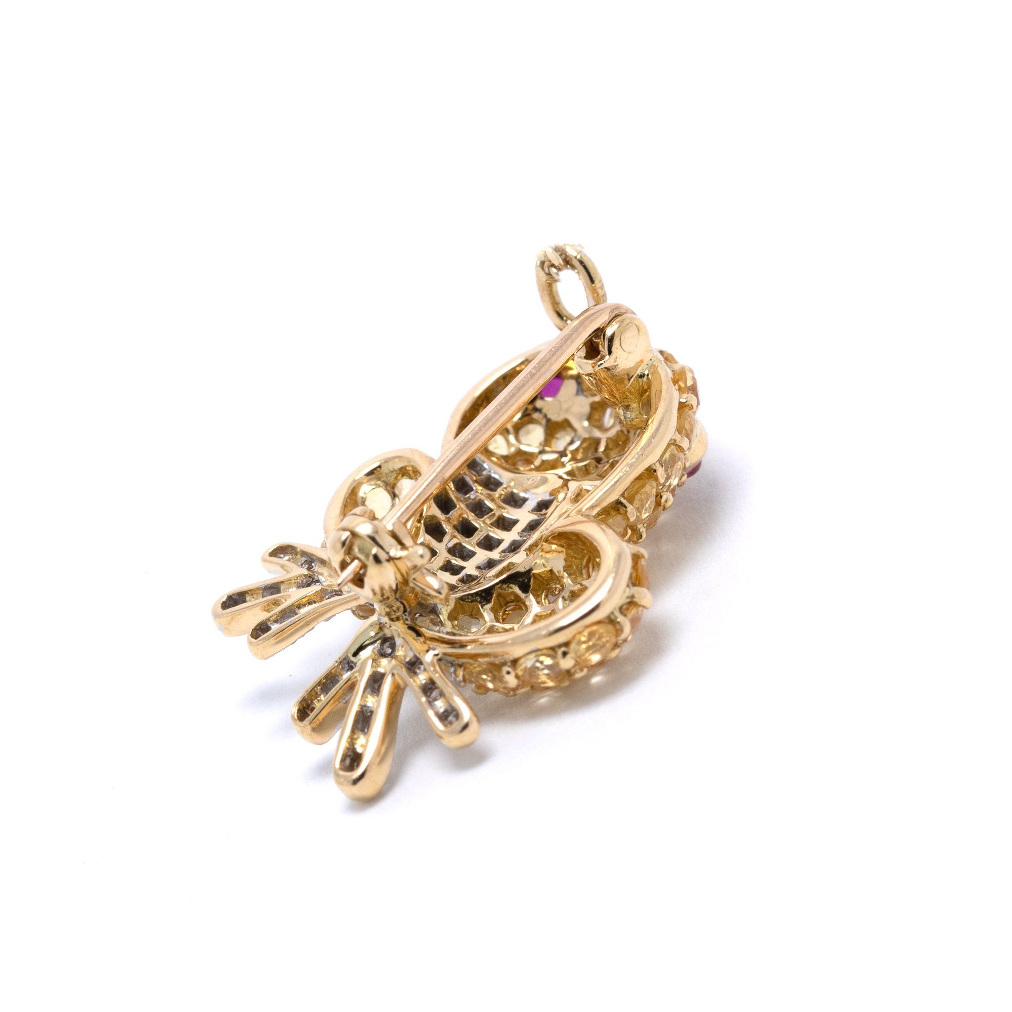 Coloured Stone & Diamond Frog Pendant Necklace