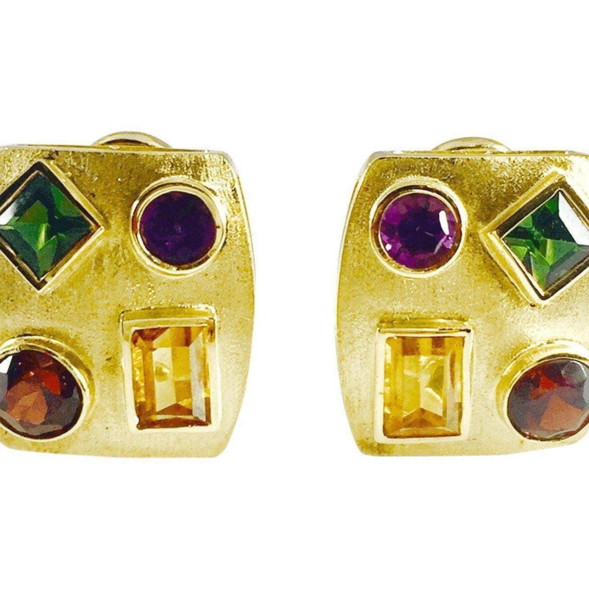 Coloured Stone Earrings in 18kt Yellow Gold