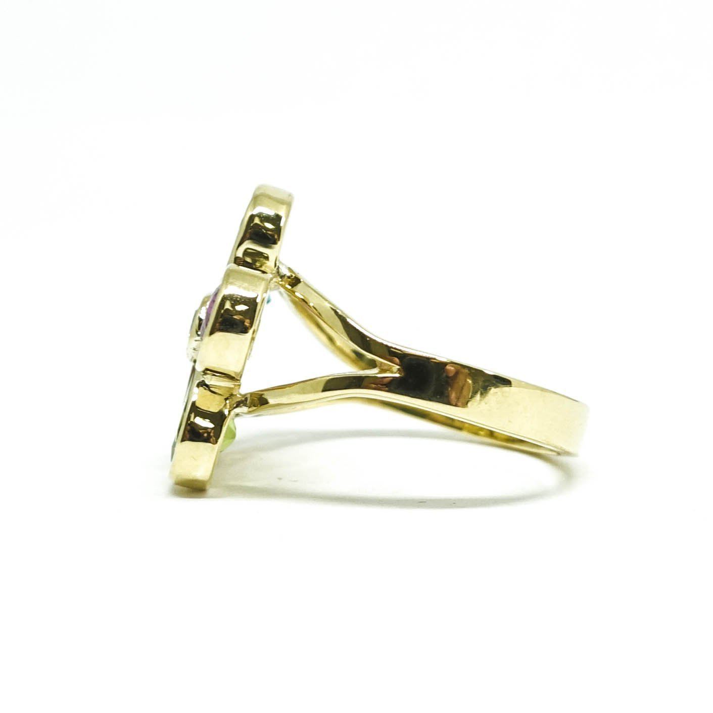 Coloured Stone Flower Ring