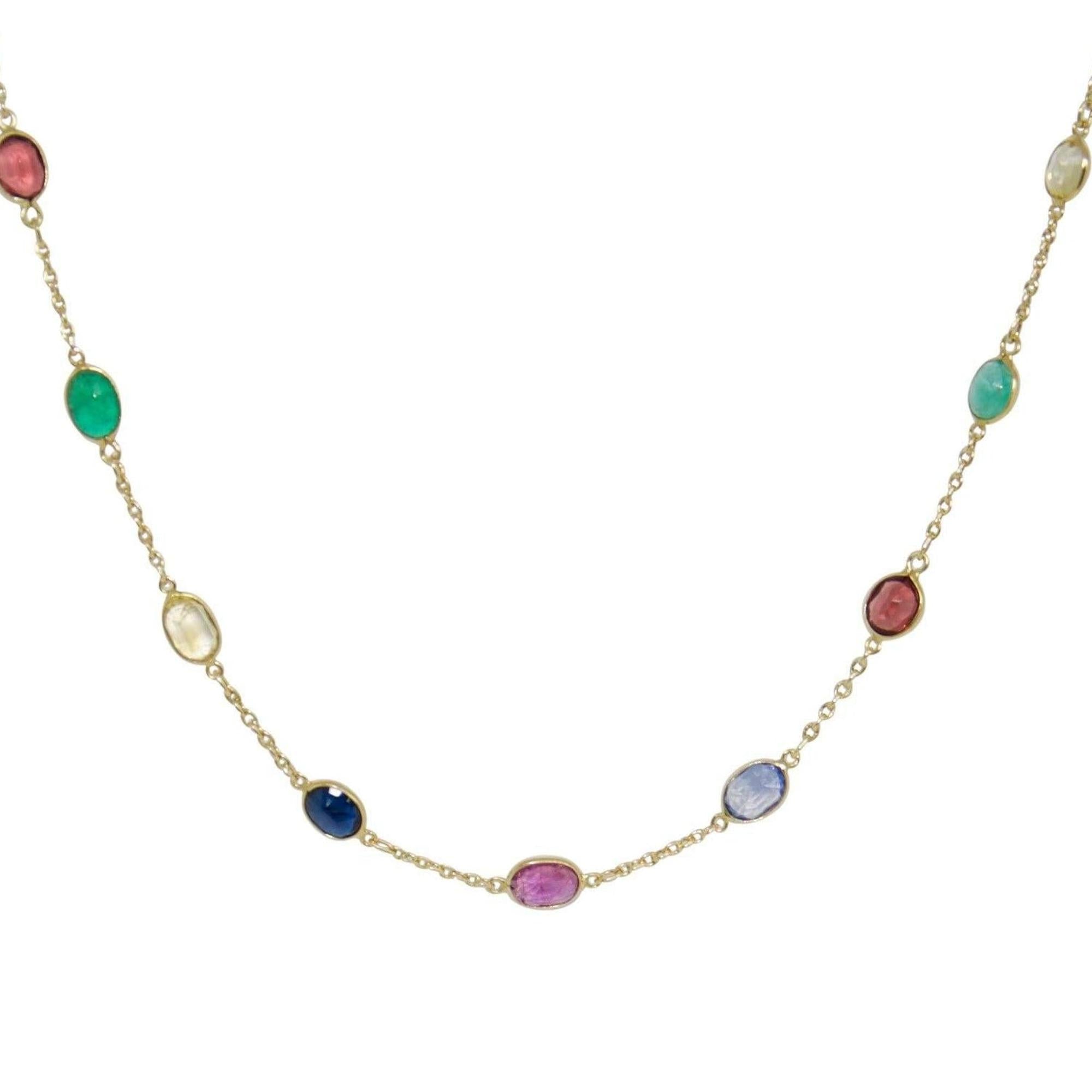 Coloured Stone Station Necklace