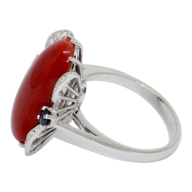 Coral and Diamond Cocktail Ring