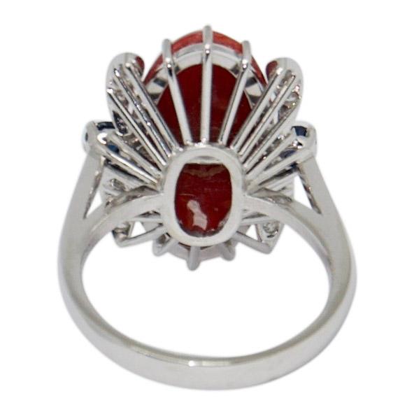 Coral and Diamond Cocktail Ring