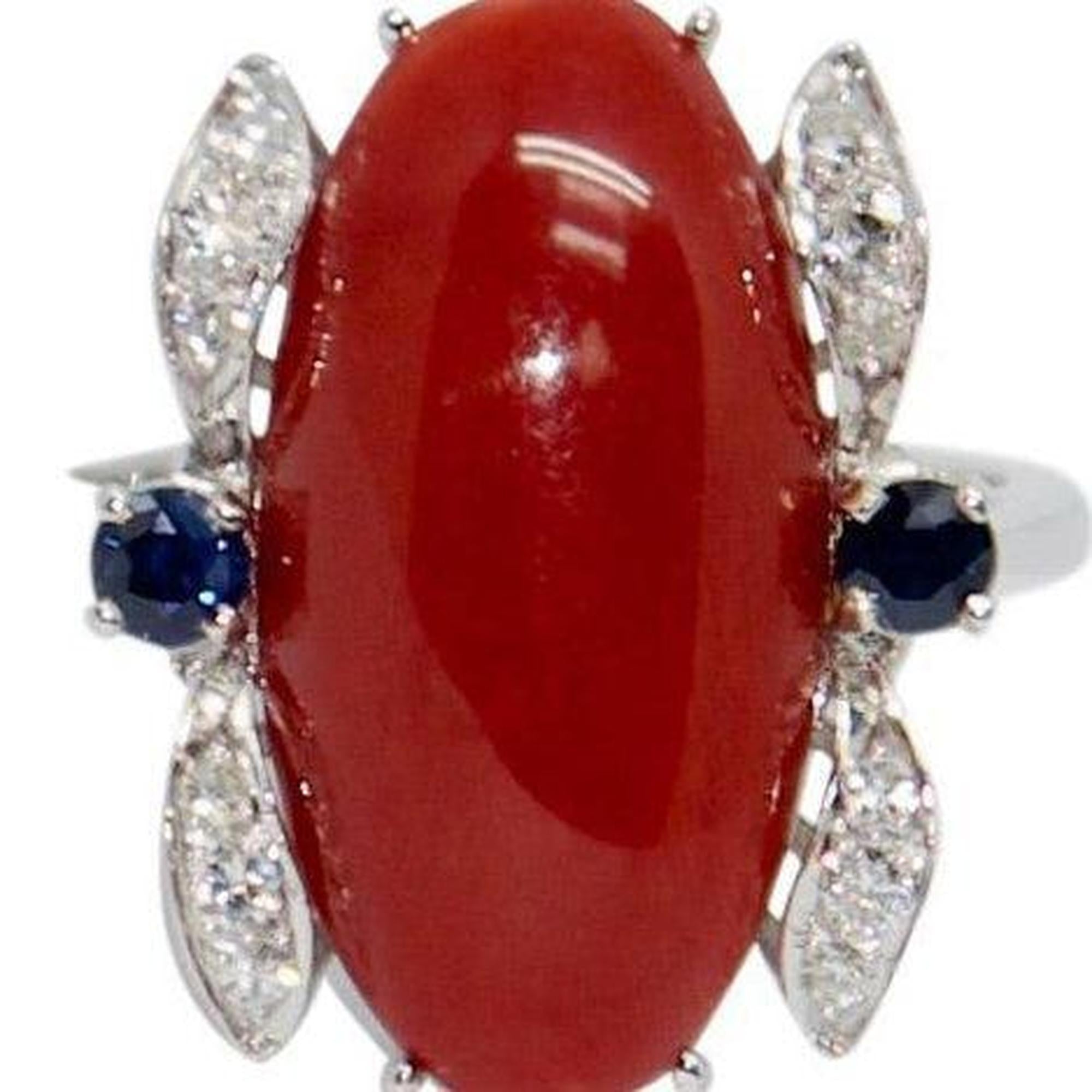 Coral and Diamond Cocktail Ring