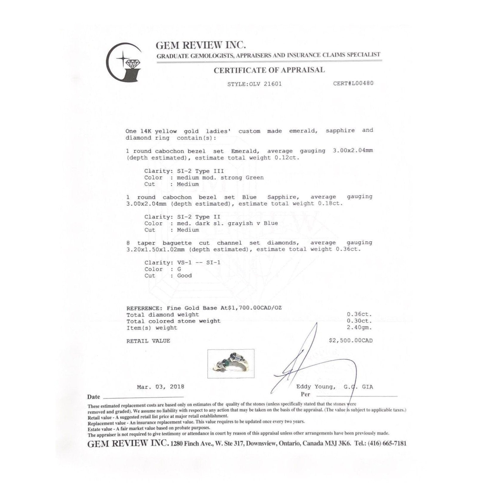 Custom Gold Emerald Sapphire Diamond Ring