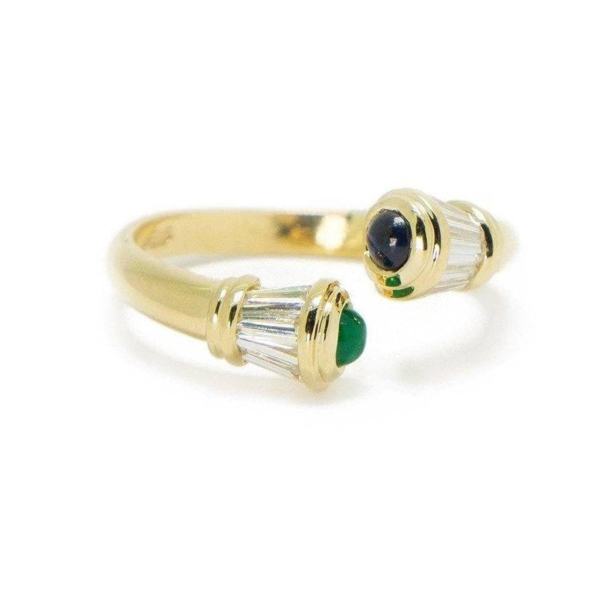 Custom Gold Emerald Sapphire Diamond Ring