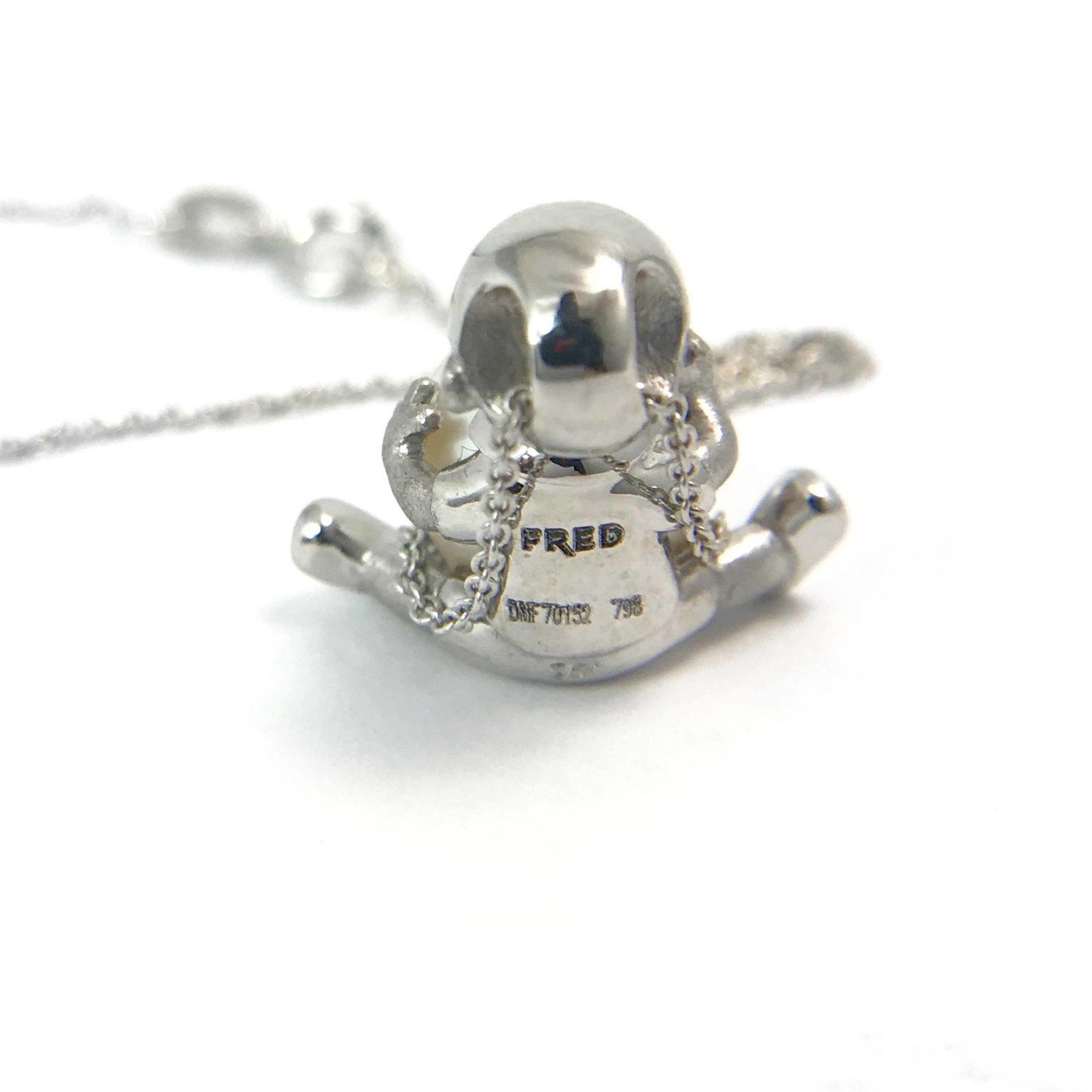Custom Made Boy Design Solitaire Cultured Pearl Pendant in 18 Karat White Gold