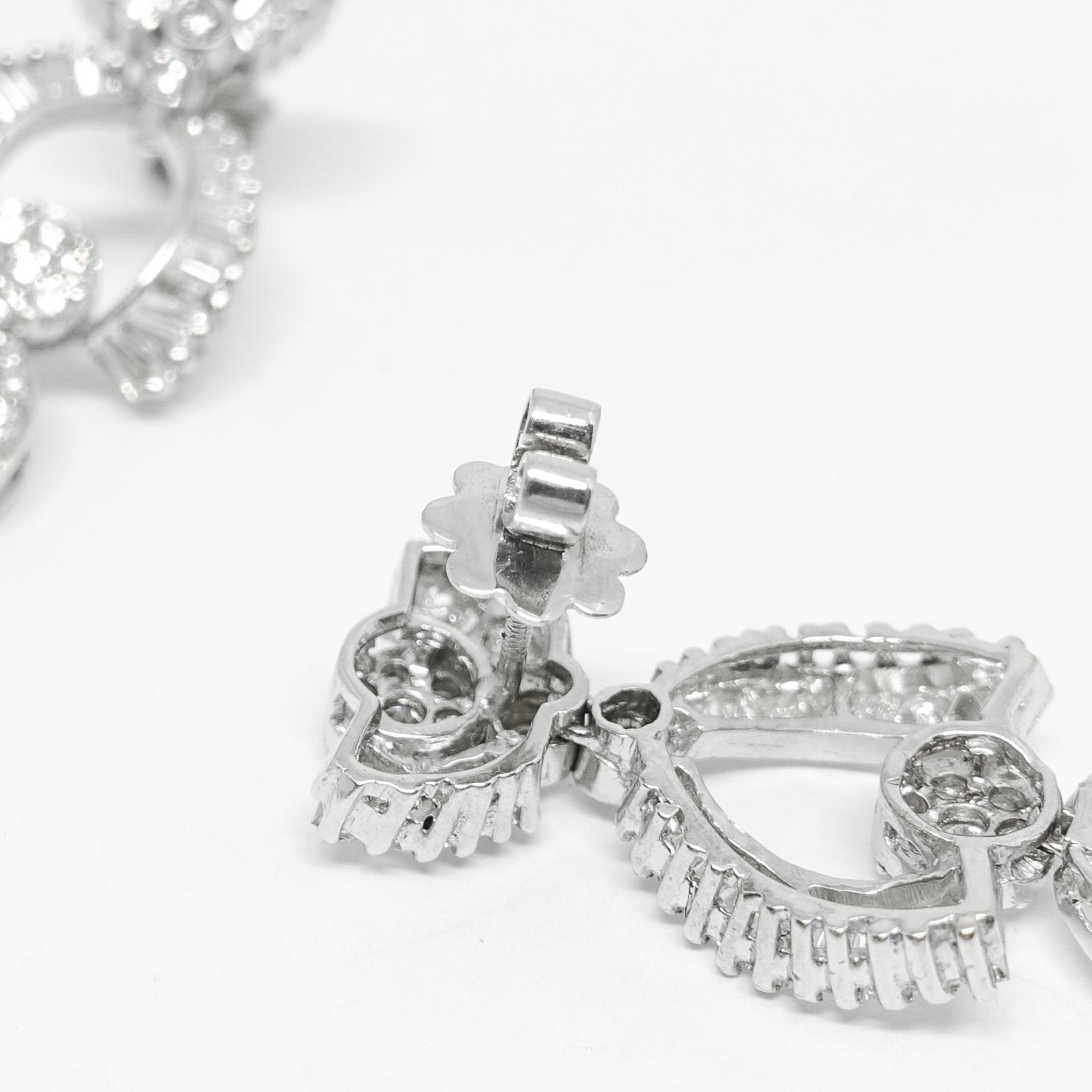 Custom Made Diamond Earrings in 18 Karat White Gold