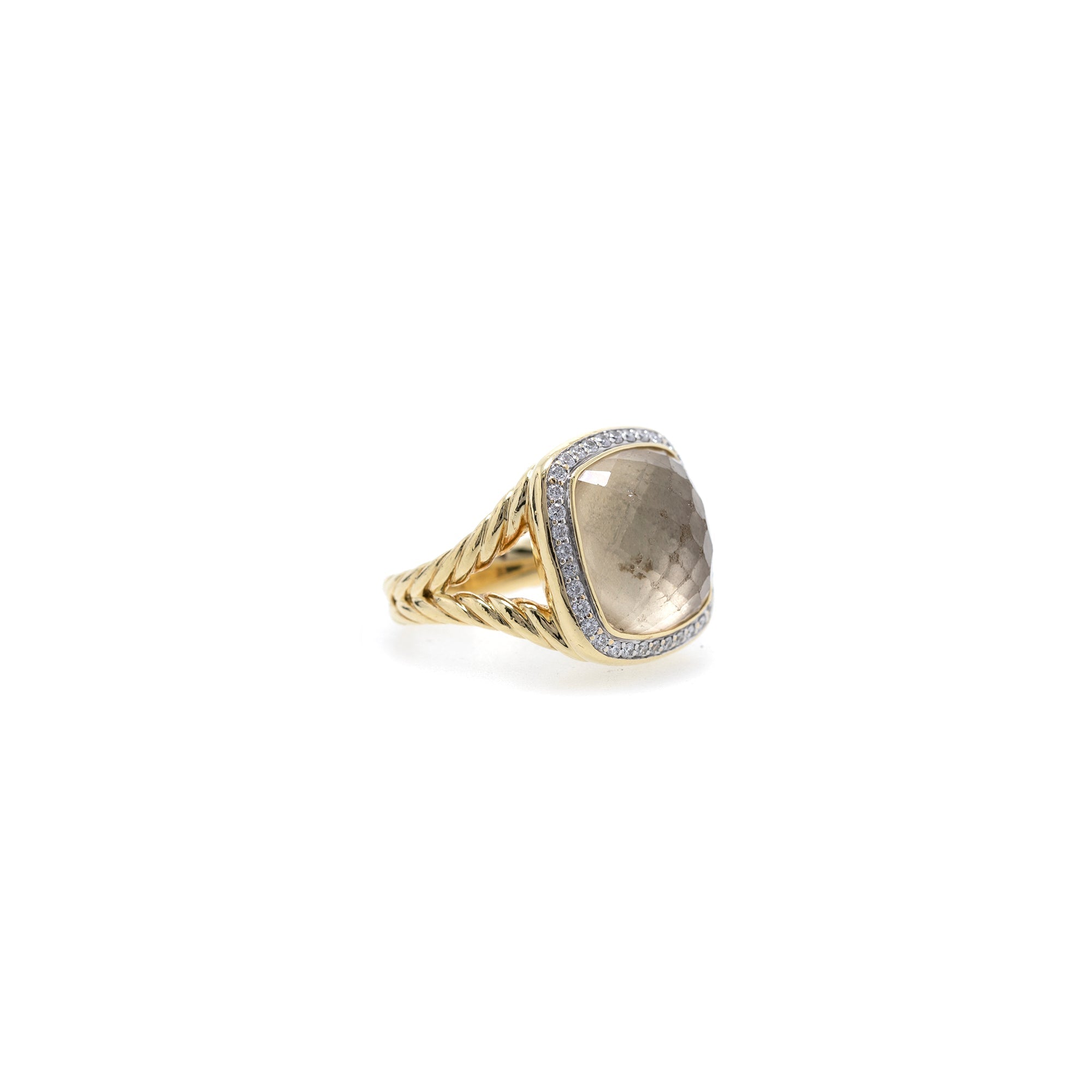 David Yurman 18k Gold Albion Ring with Citrine and Diamonds