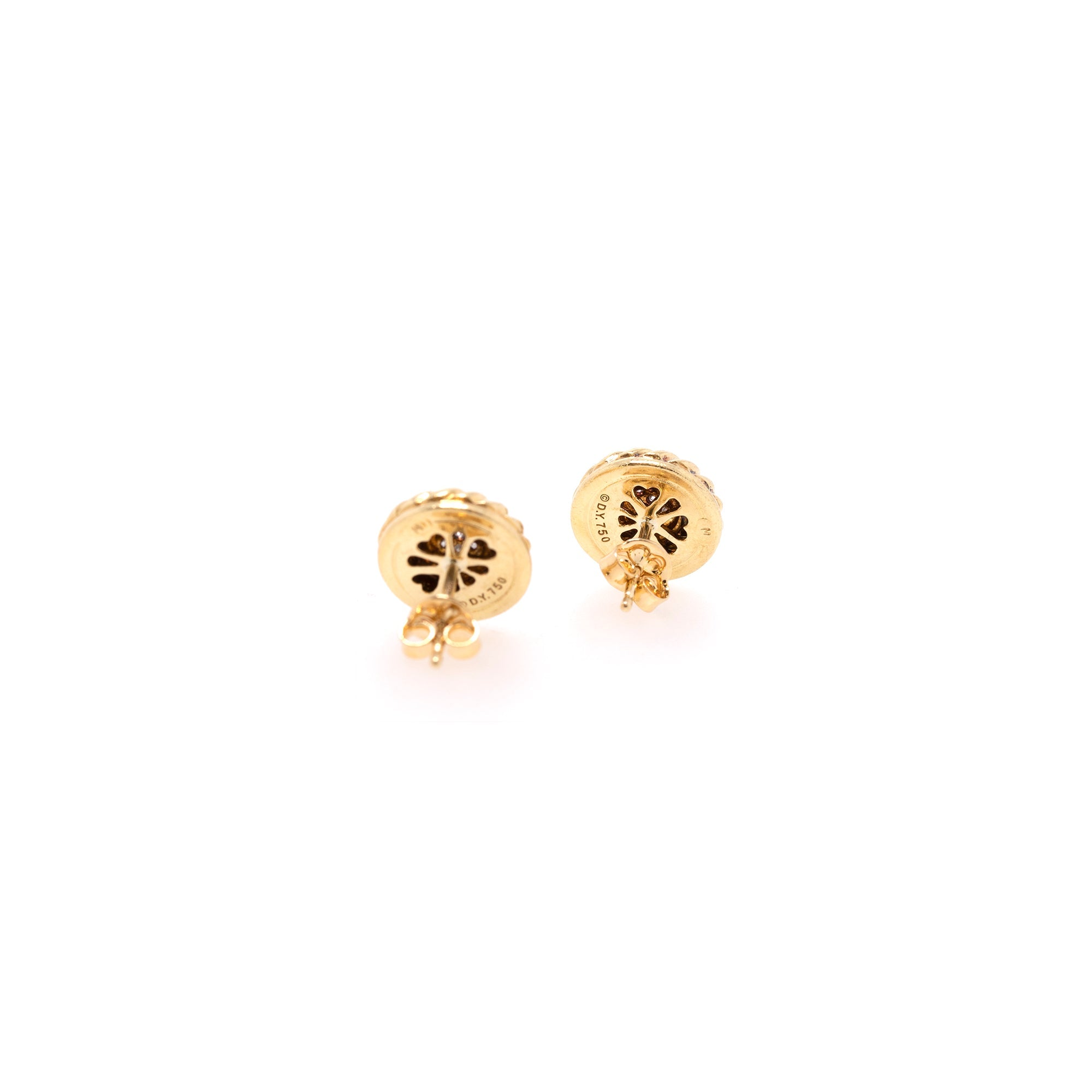David Yurman 18k Gold Diamond Cookie Cable Earrings