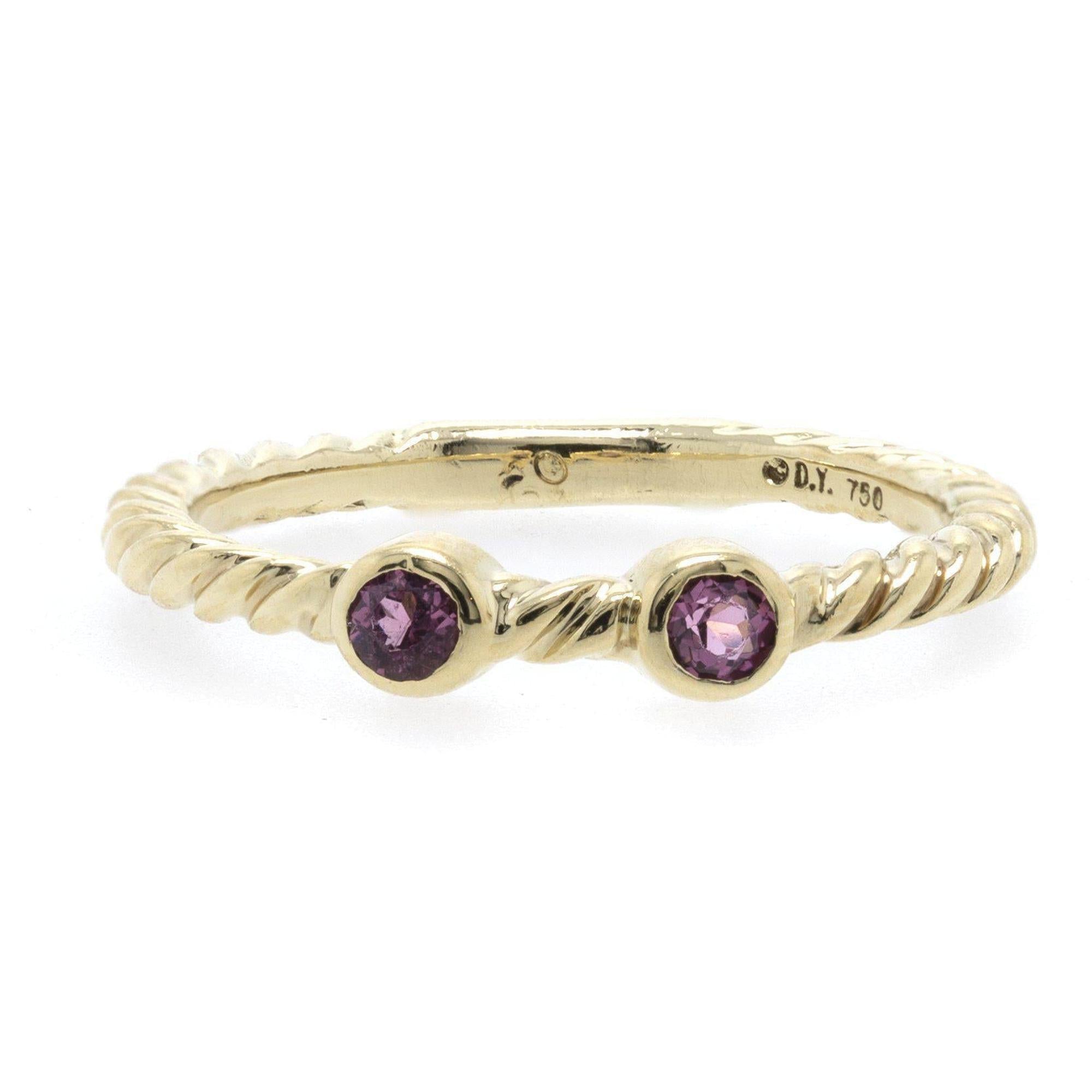 David Yurman 18k Gold Pink Tourmaline Cable Classic Ring