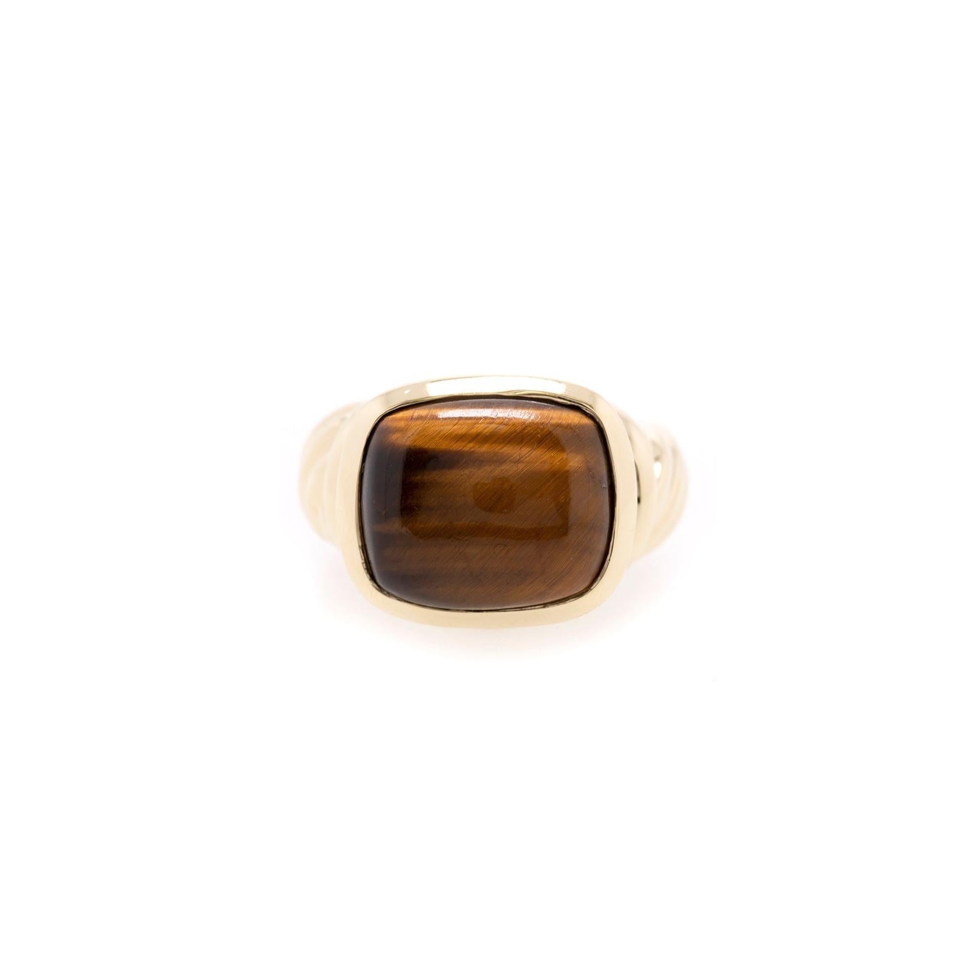 David Yurman 18k Gold Tiger's Eye Noblesse Ring