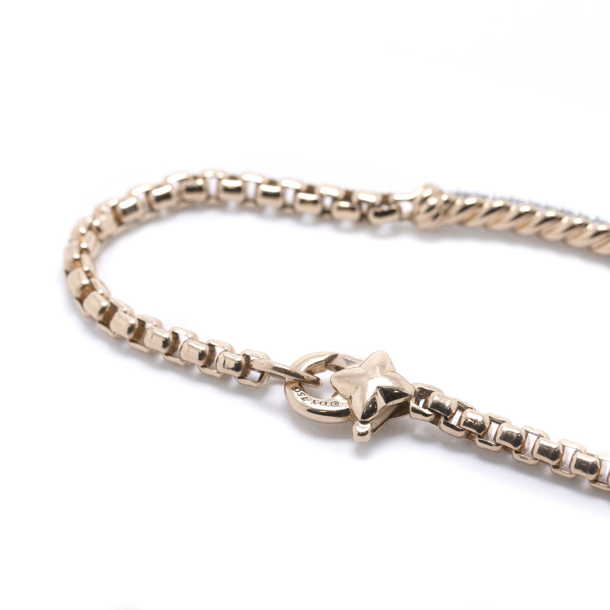 David Yurman 18k Rose Gold Petite Pave Metro Bracelet with Diamonds