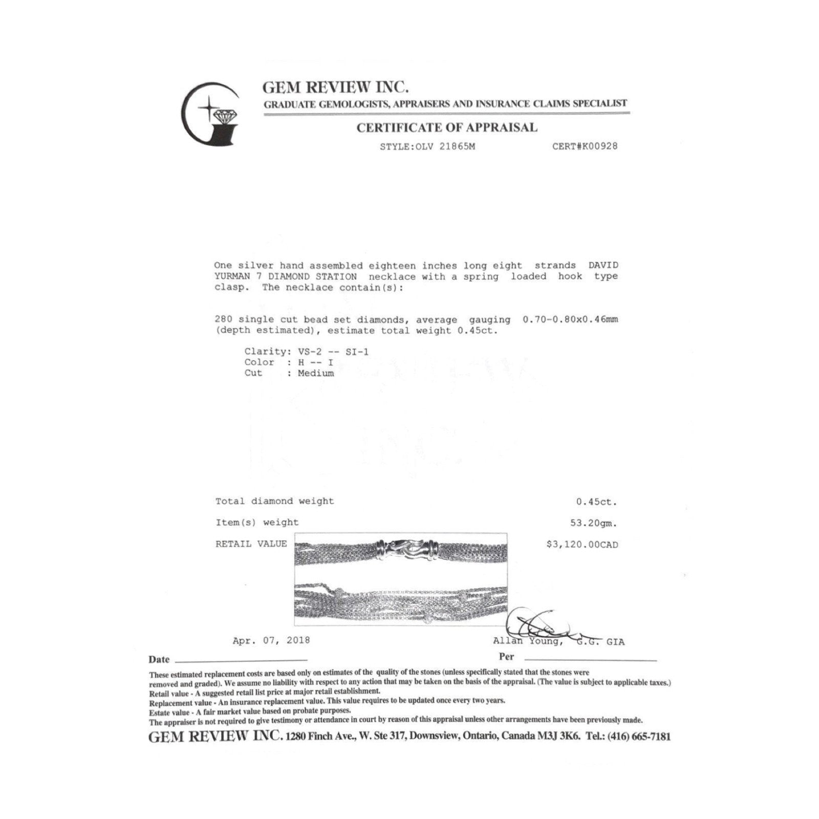 David Yurman 7 Diamond Station Necklace