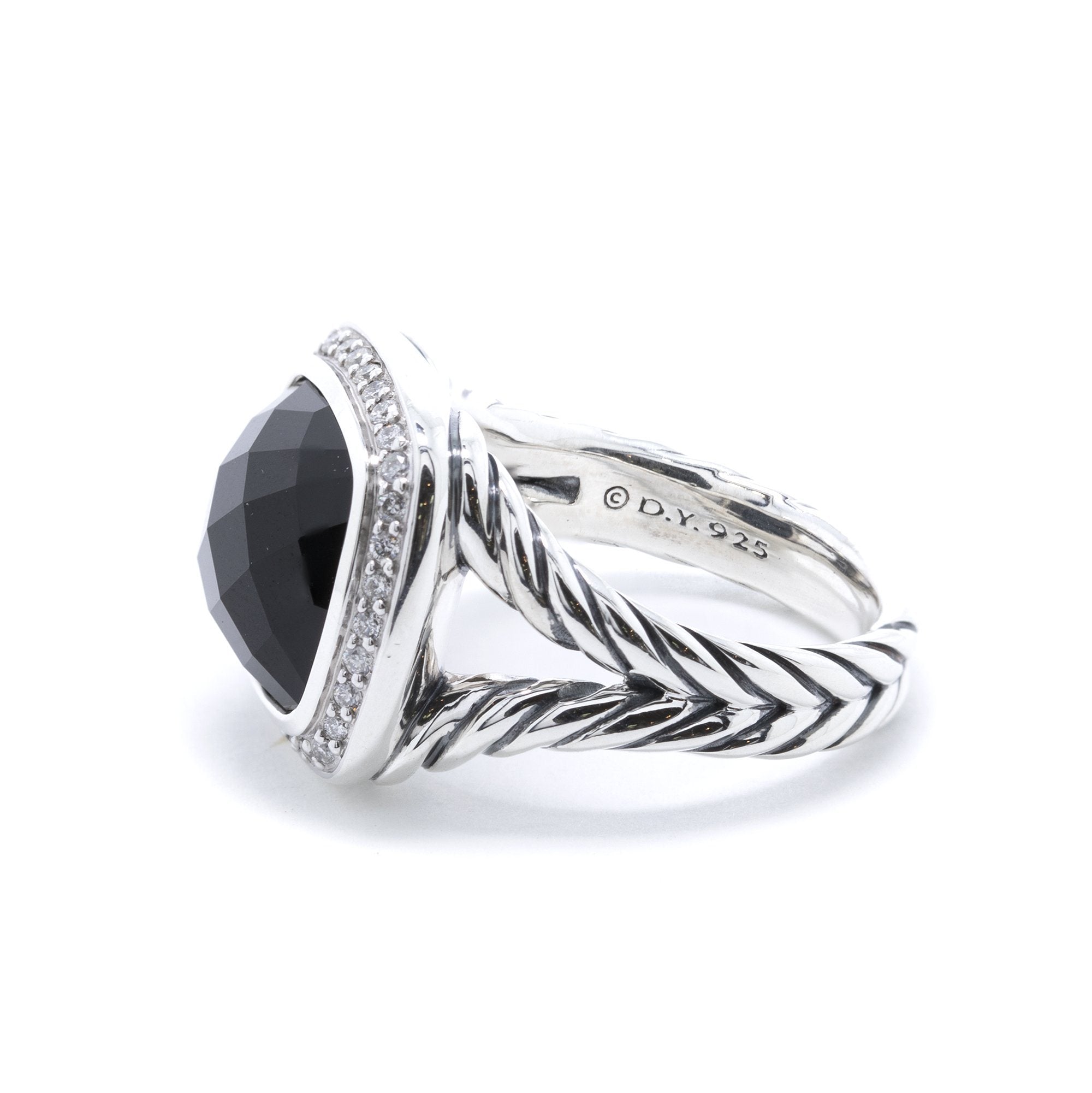 David Yurman Albion Ring with Black Onyx and Diamonds