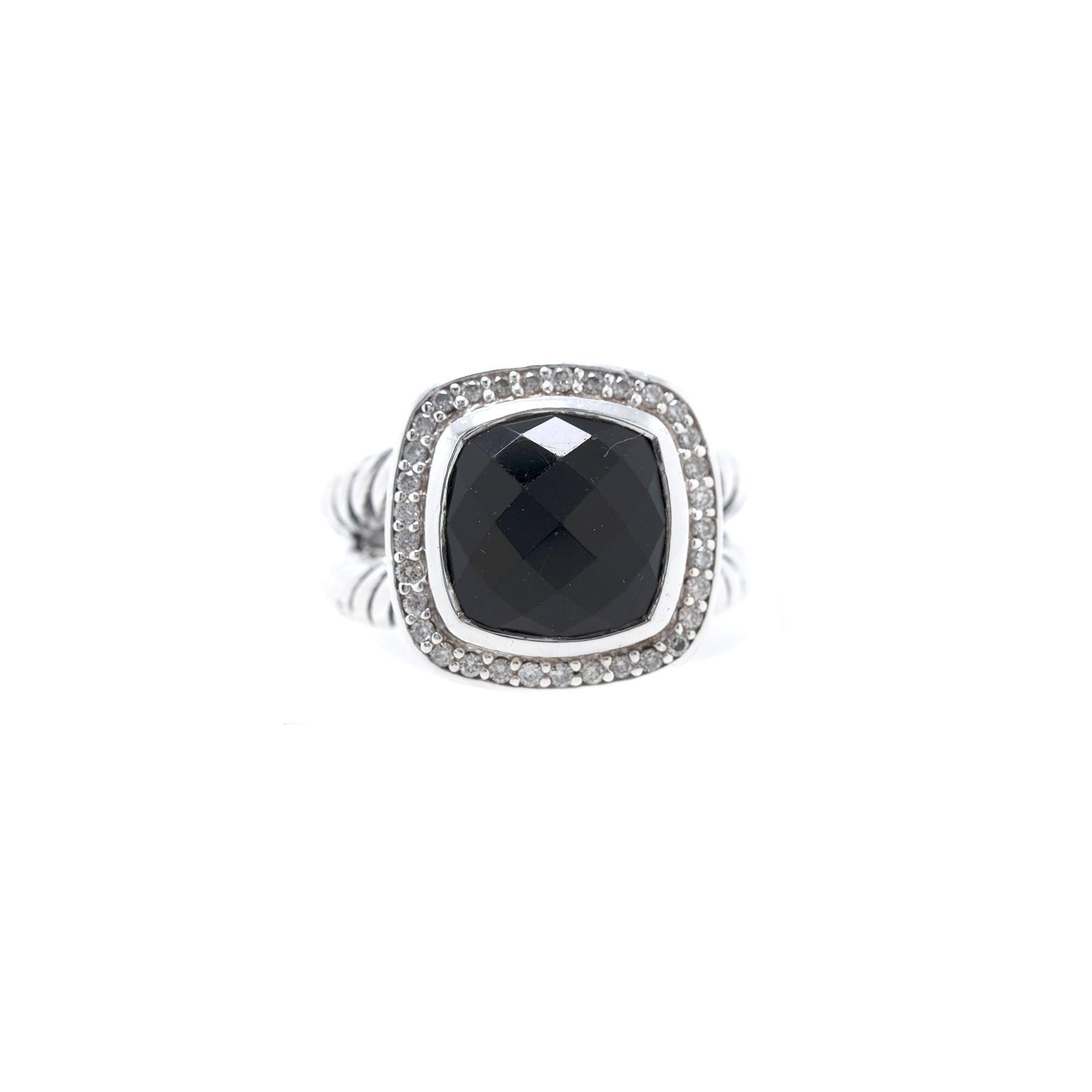 David Yurman Albion Ring with Black Onyx and Diamonds