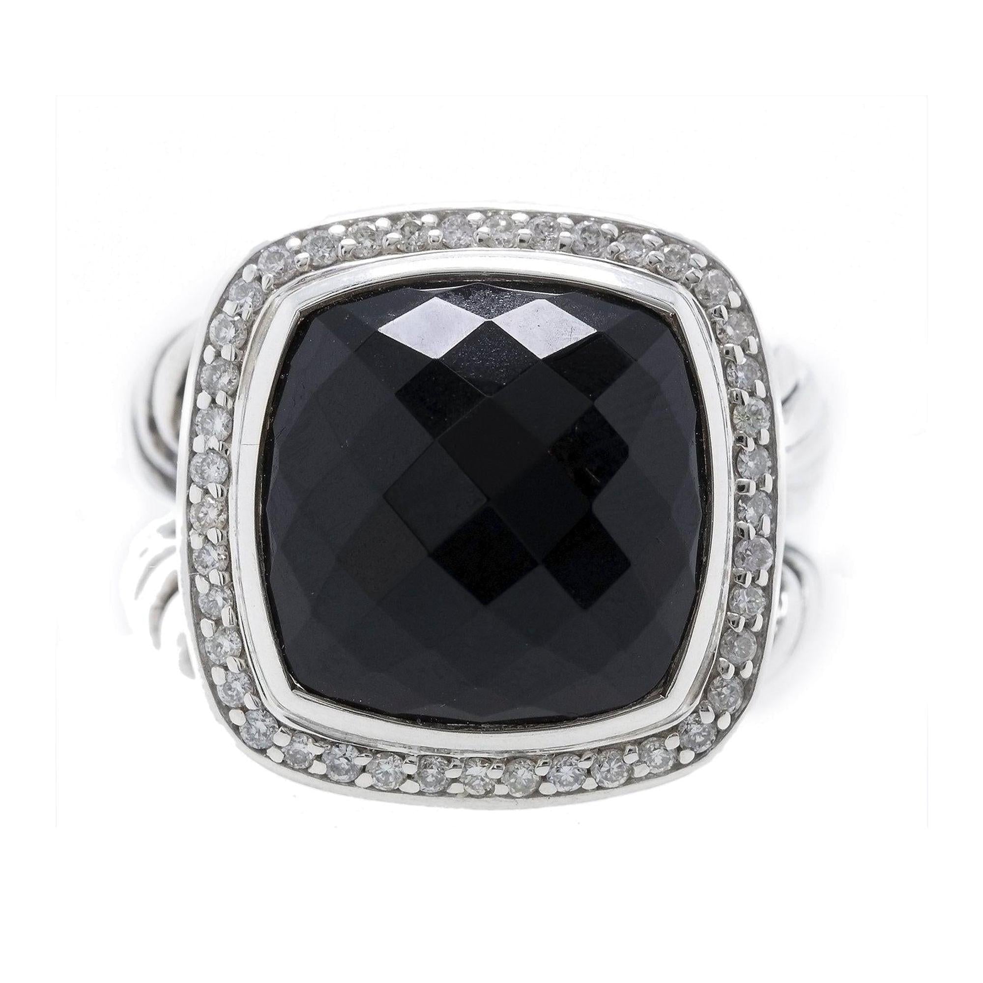 David Yurman Albion Ring with Black Onyx and Diamonds