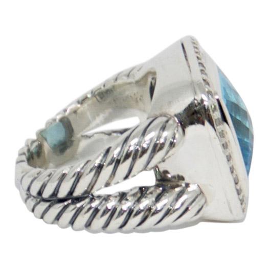 David Yurman Albion Ring with Blue Topaz and Diamonds