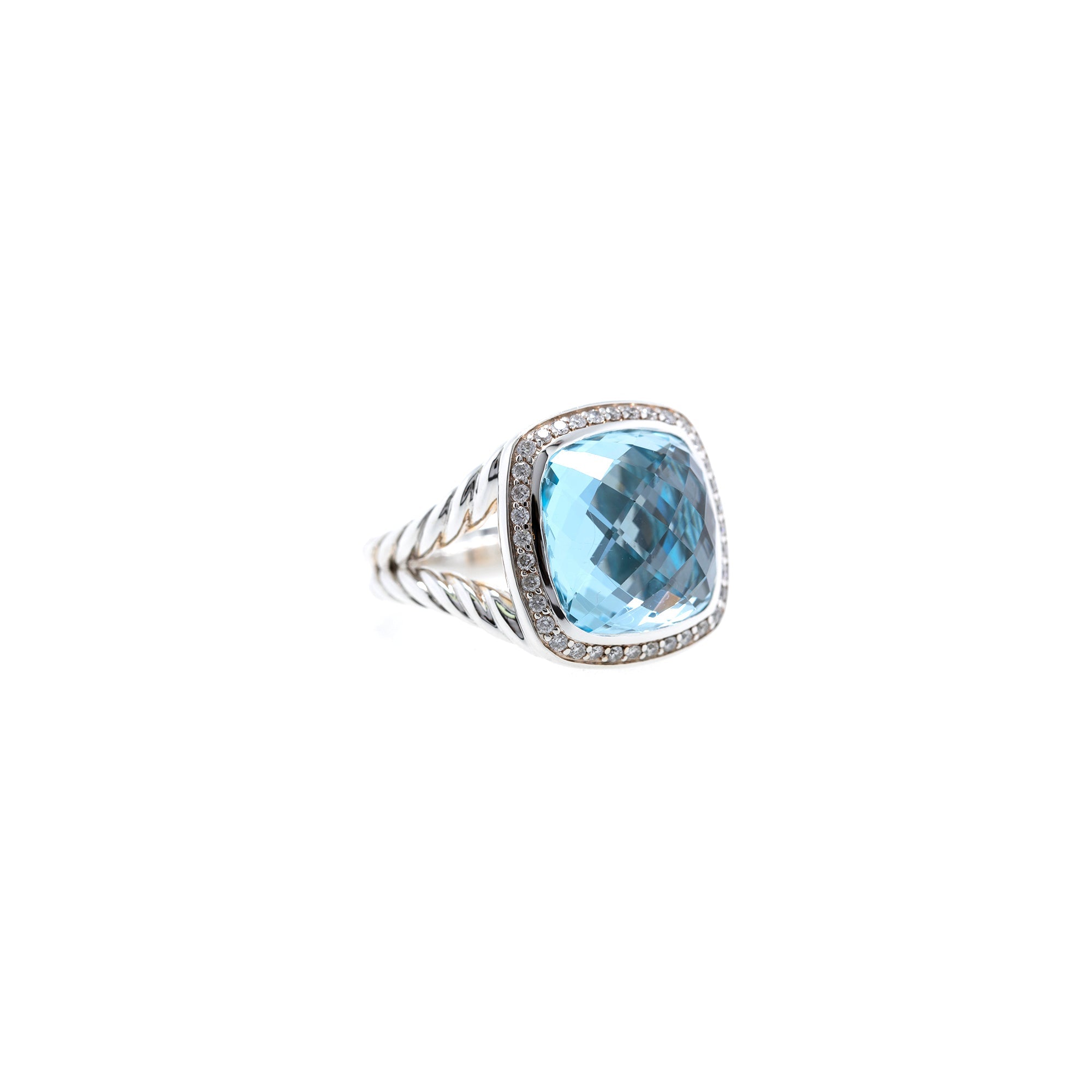 David Yurman Albion Ring with Blue Topaz and Diamonds