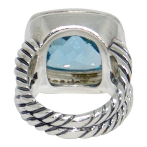 David Yurman Albion Ring with Blue Topaz and Diamonds