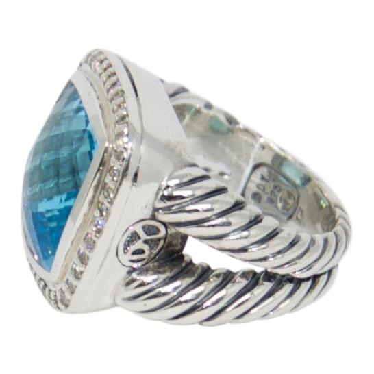 David Yurman Albion Ring with Blue Topaz and Diamonds
