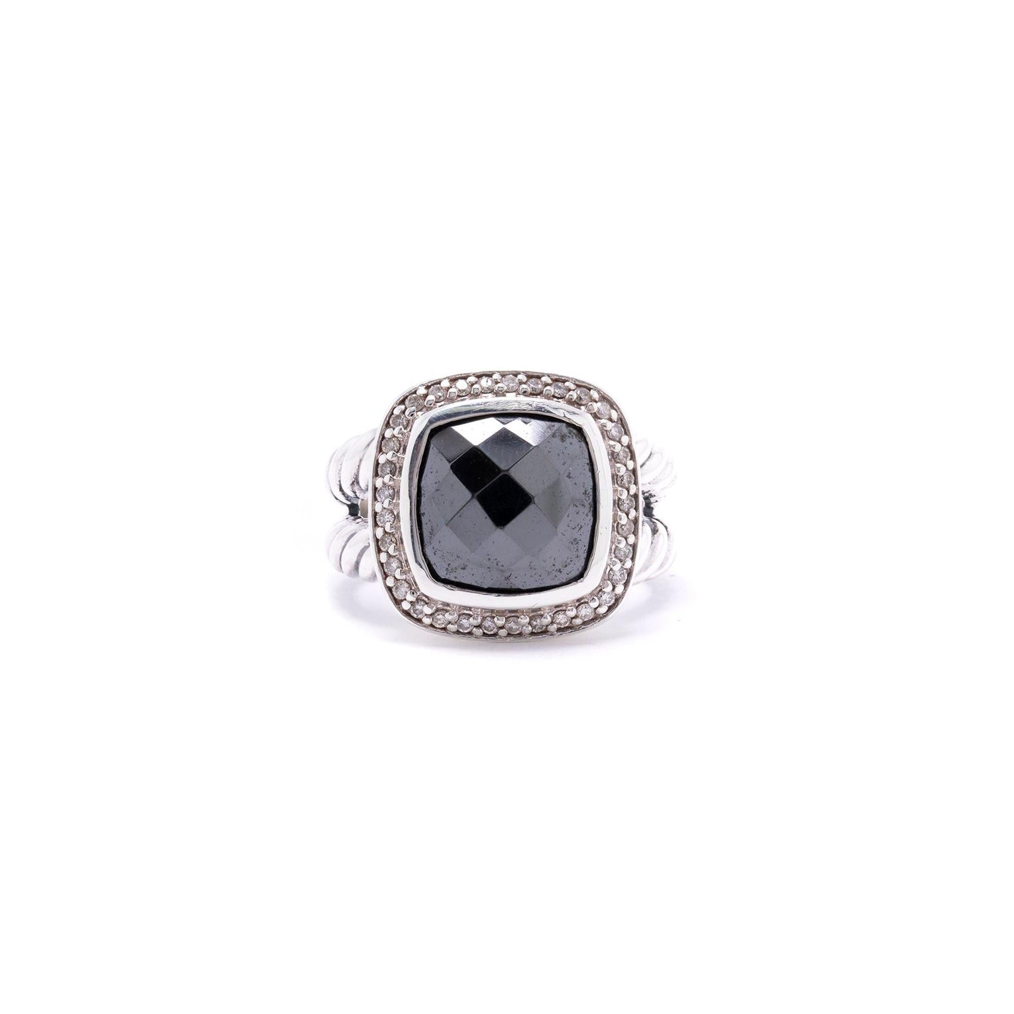 David Yurman Albion Ring with Hematite and Diamonds