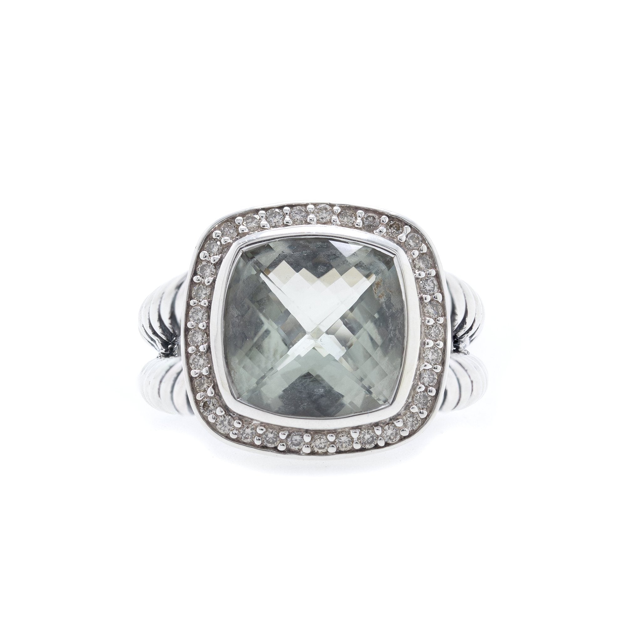 David Yurman Albion Ring with Prasiolite and Diamonds