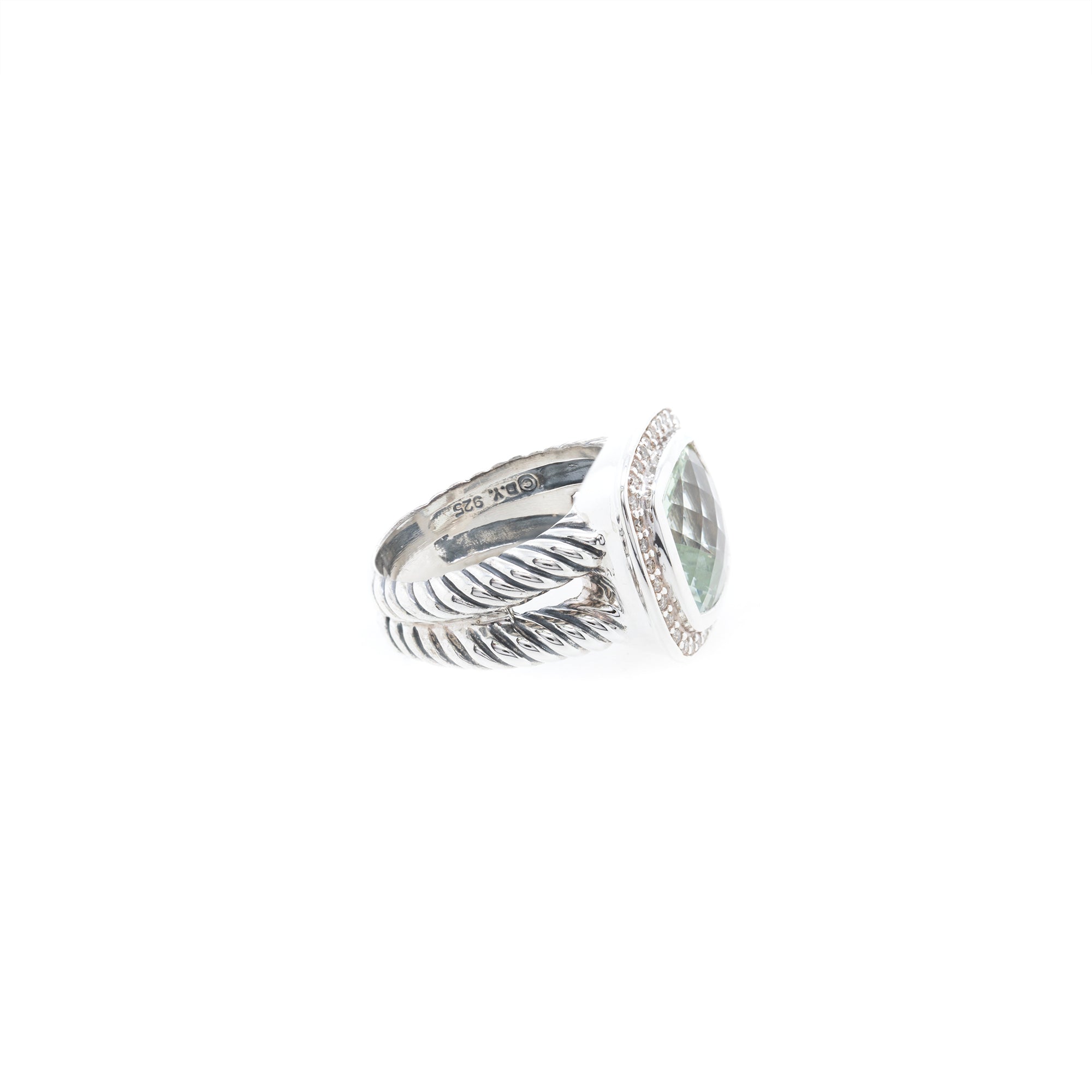 David Yurman Albion Ring with Prasiolite and Diamonds