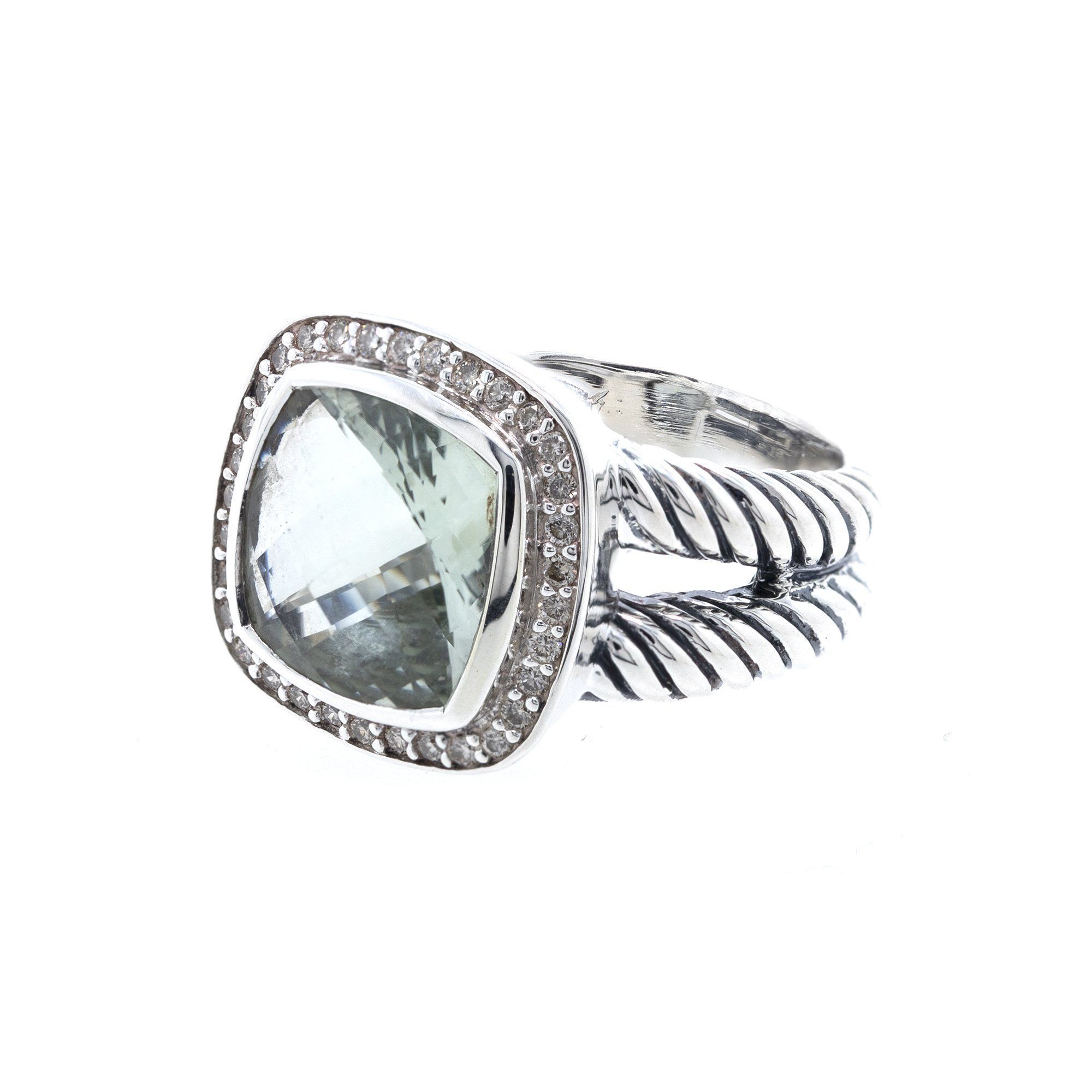 David Yurman Albion Ring with Prasiolite and Diamonds