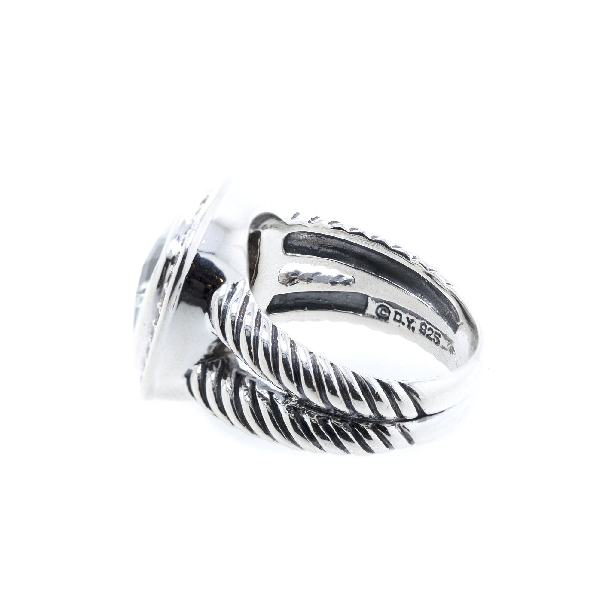 David Yurman Albion Ring with Prasiolite and Diamonds