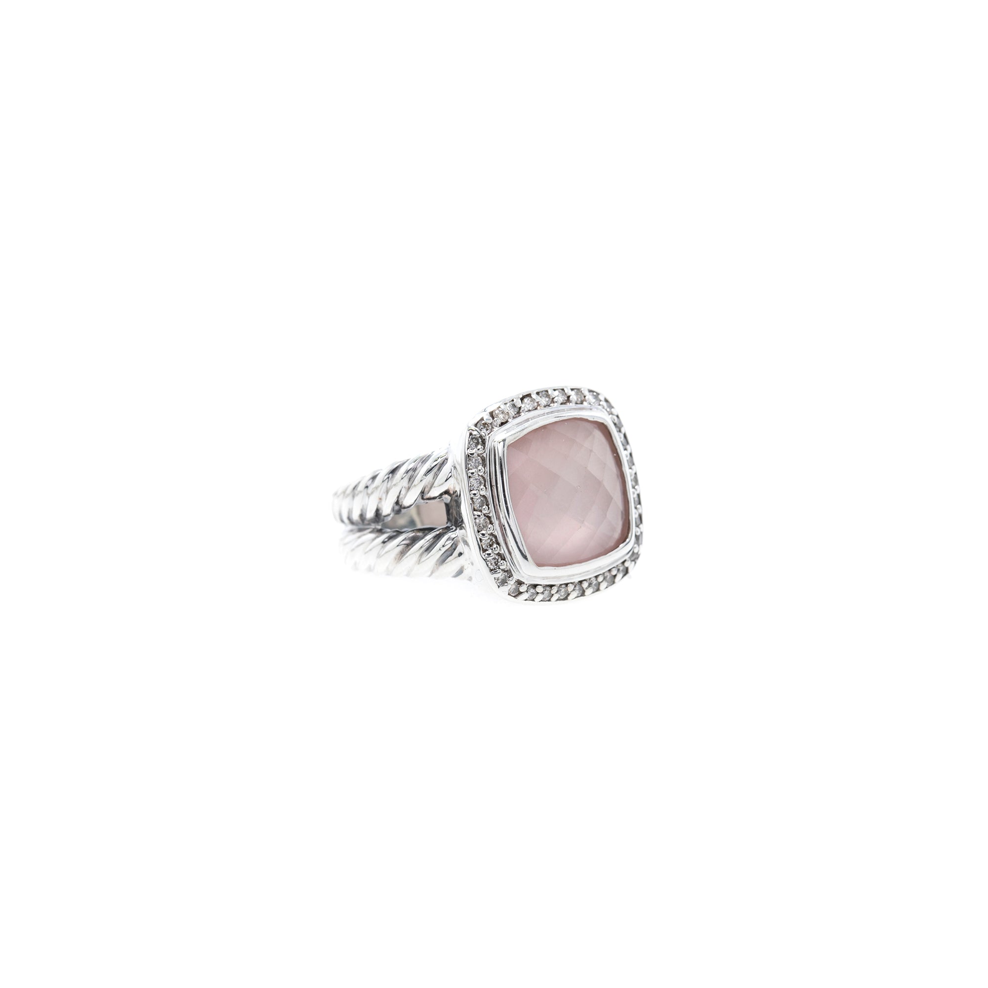 David Yurman Albion Ring with Rose Quartz and Diamonds