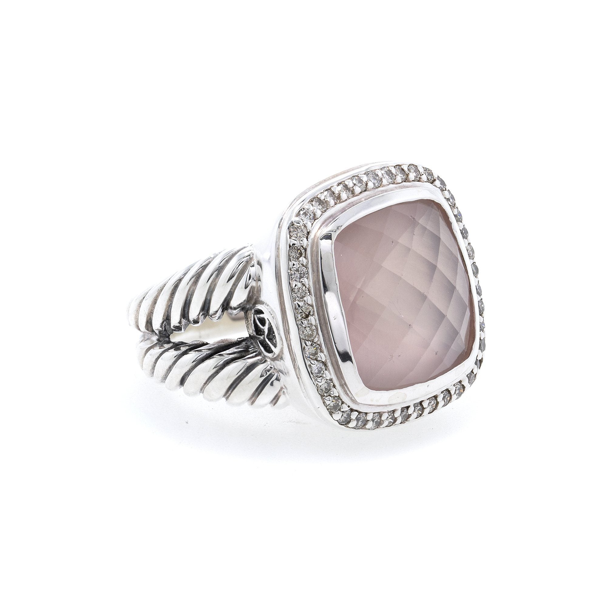 David Yurman Albion Ring with Rose Quartz and Diamonds