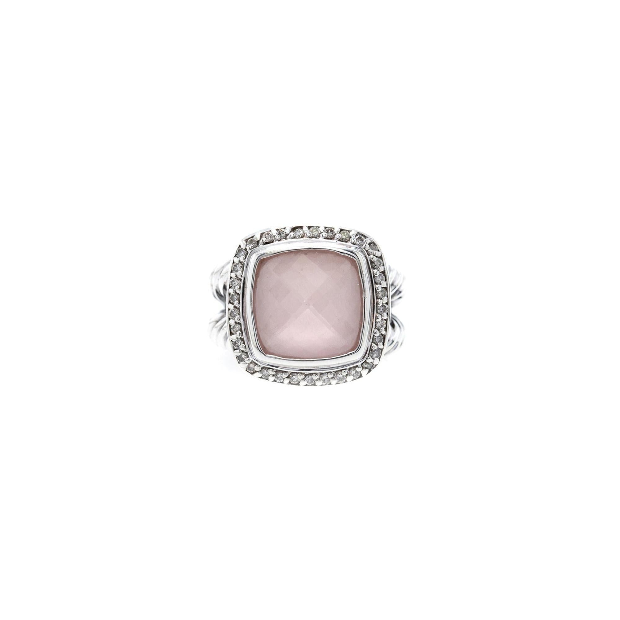 David Yurman Albion Ring with Rose Quartz and Diamonds