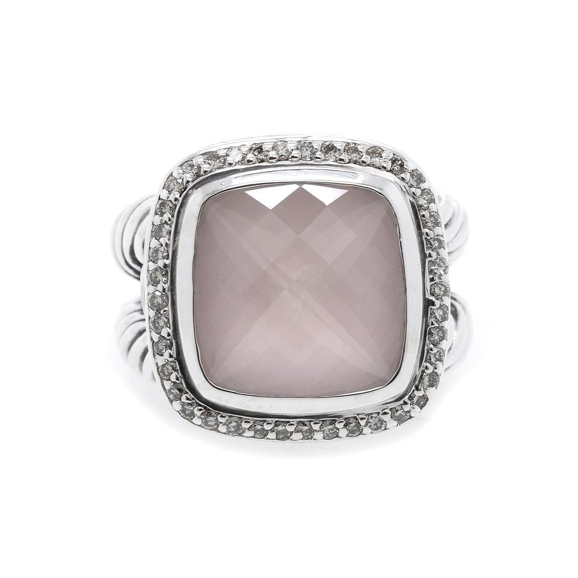 David Yurman Albion Ring with Rose Quartz and Diamonds