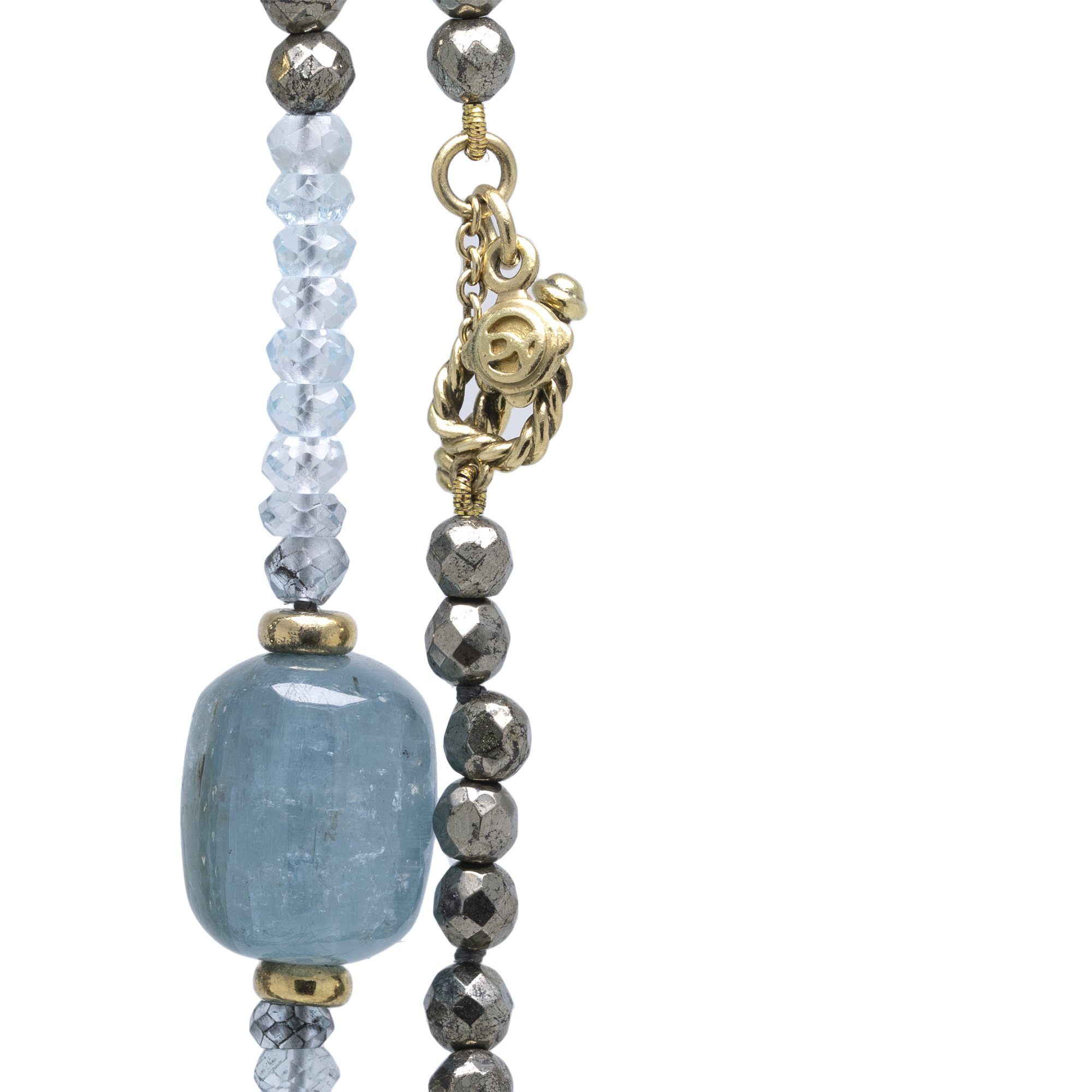 David Yurman Aquamarine, Blue Topaz, and Blue Tourmaline Bead Necklace