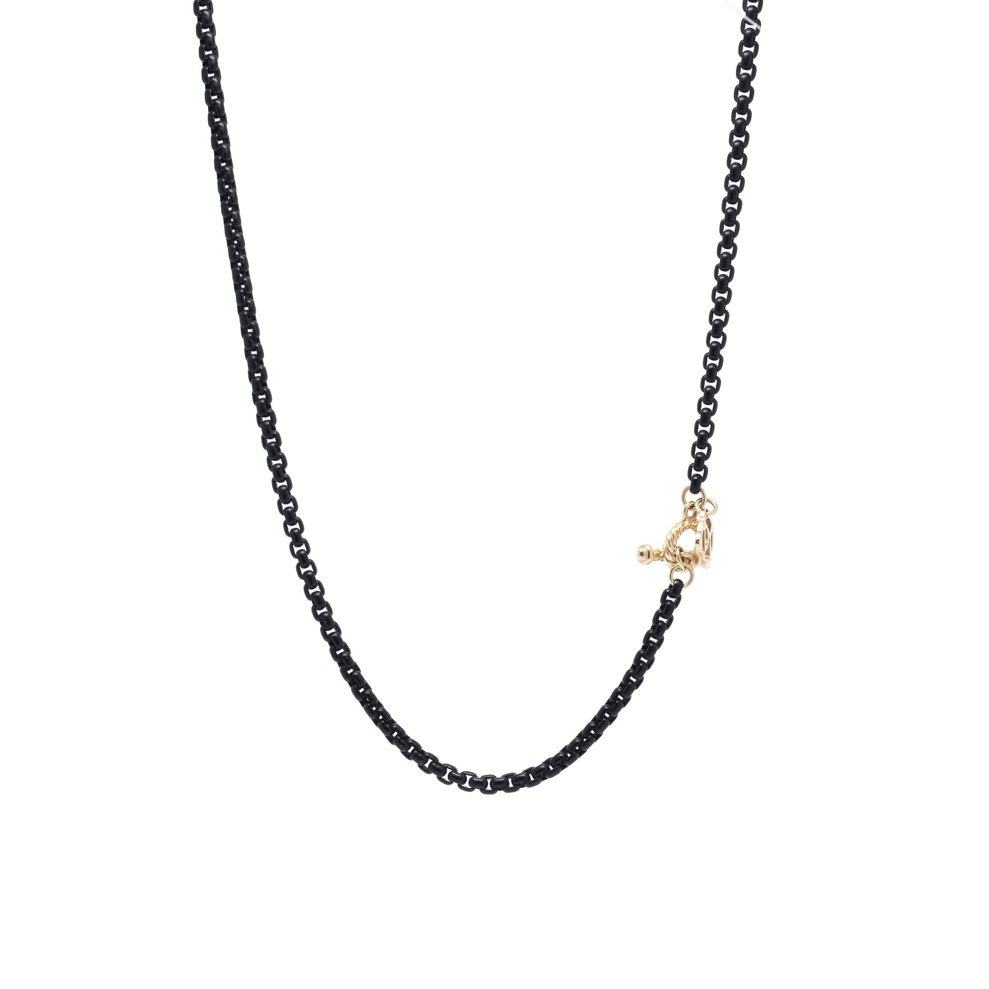 David Yurman Bel Aire Chain Necklace in Black with 14k Gold Clasp