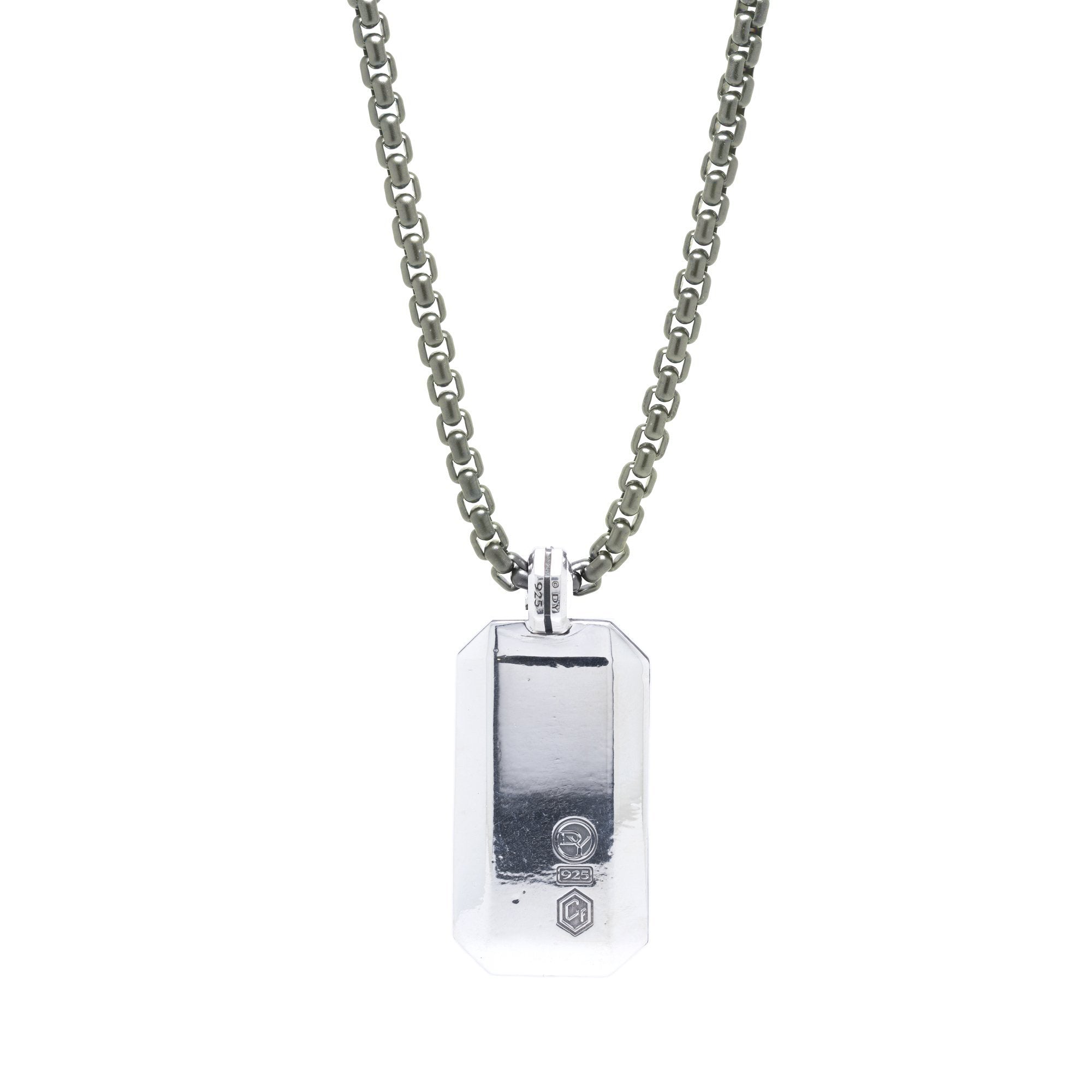 David Yurman Black Diamond Forged Carbon Tag Pendant Necklace