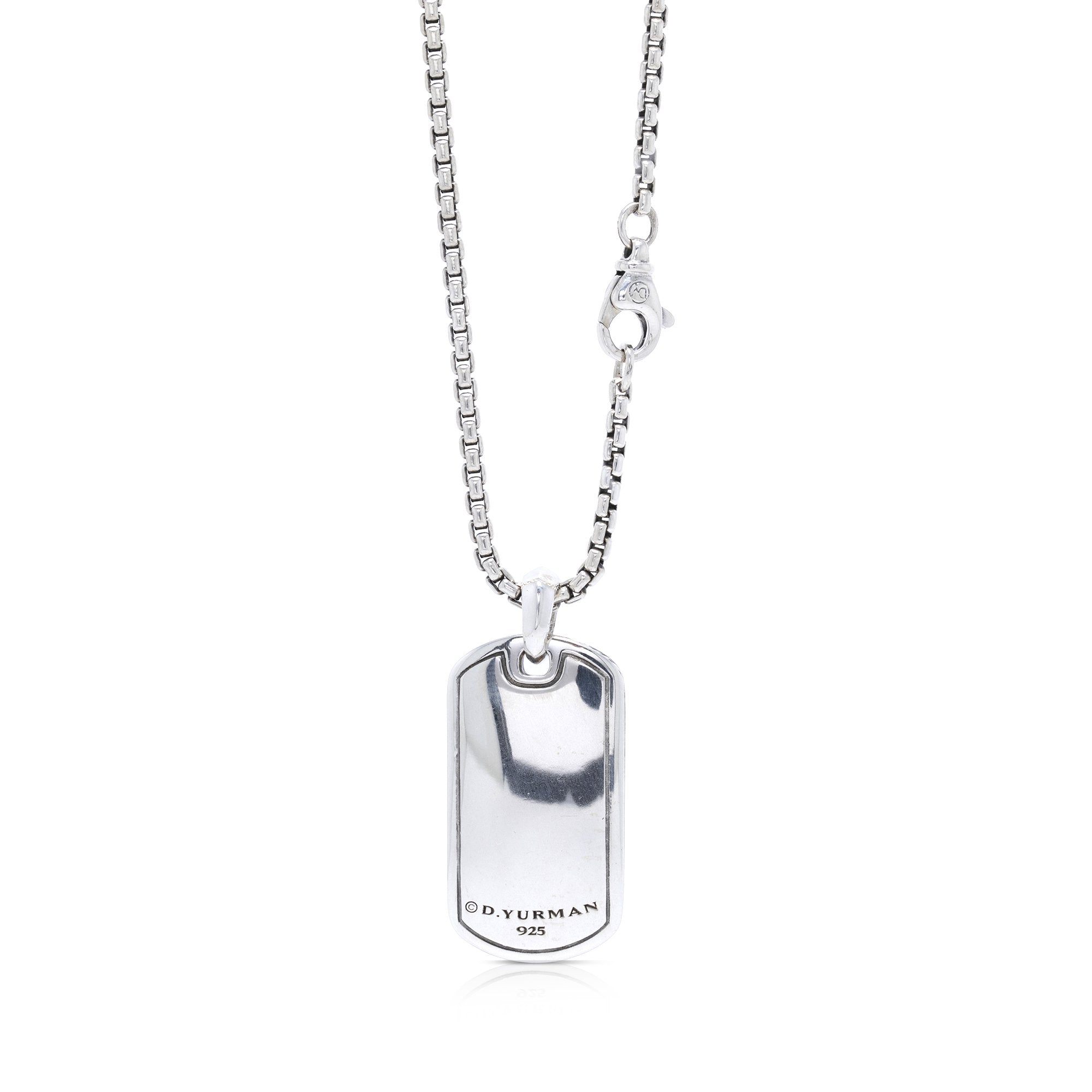 David Yurman Black Diamond Pave Tag Pendant Necklace w/ Box