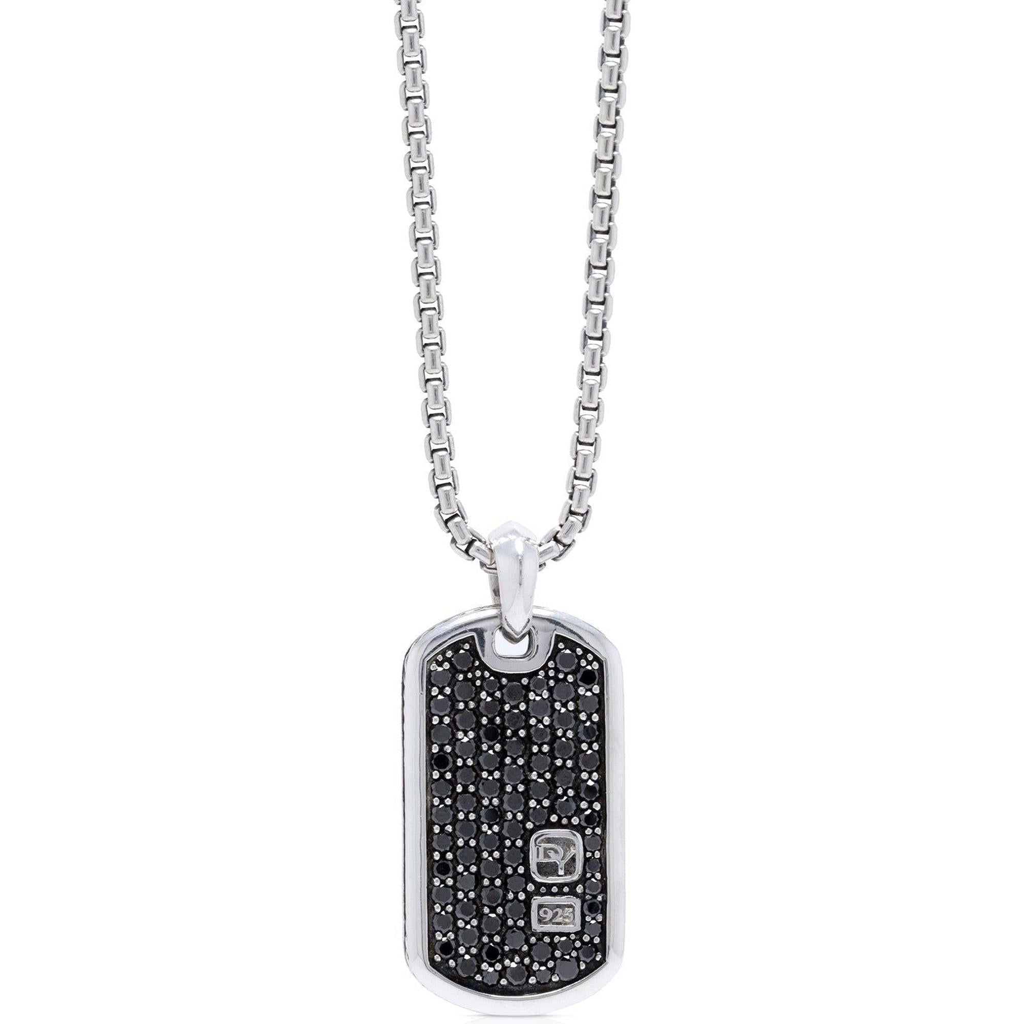 David Yurman Black Diamond Pave Tag Pendant Necklace w/ Box