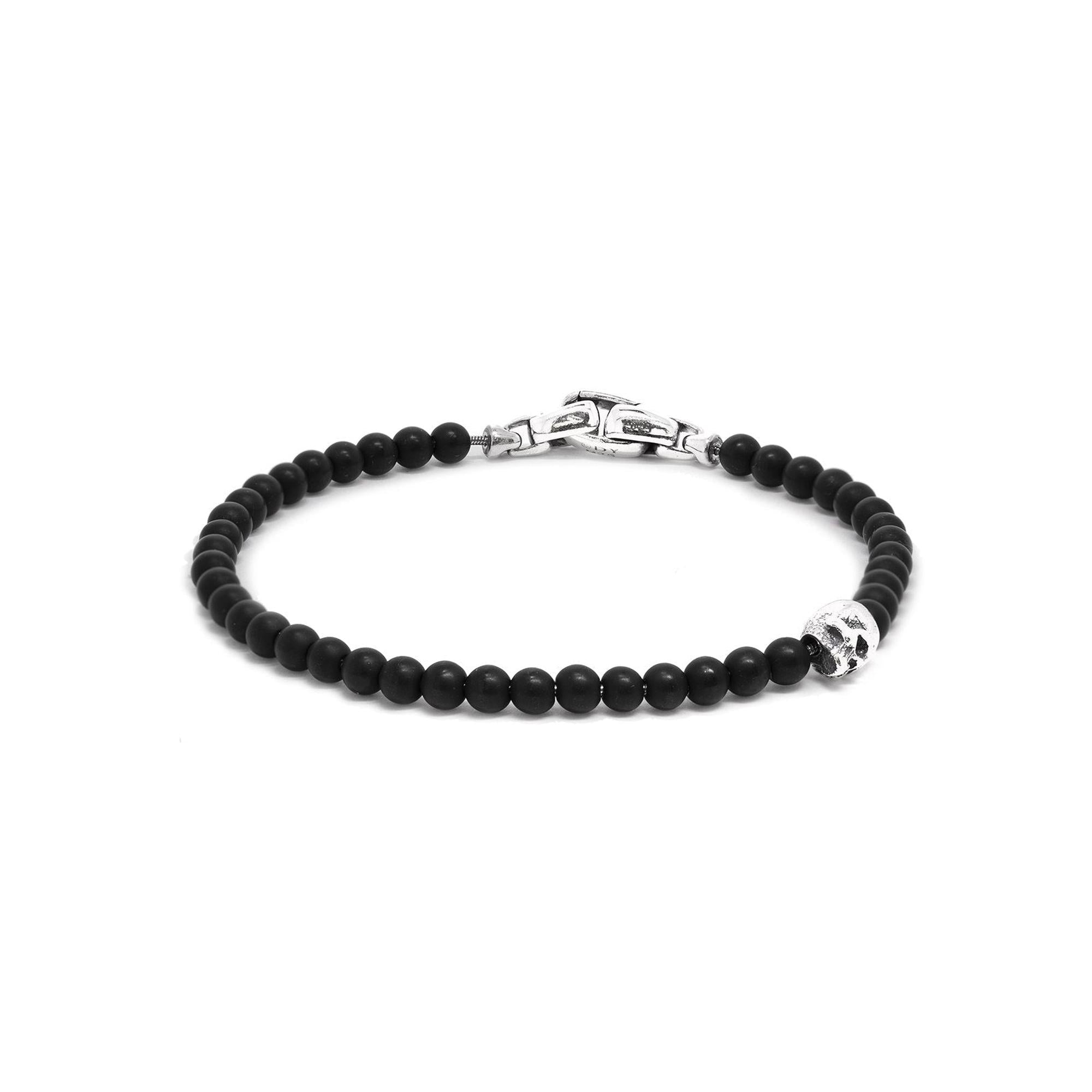 David Yurman Black Onyx Spiritual Beads Skull Bracelet