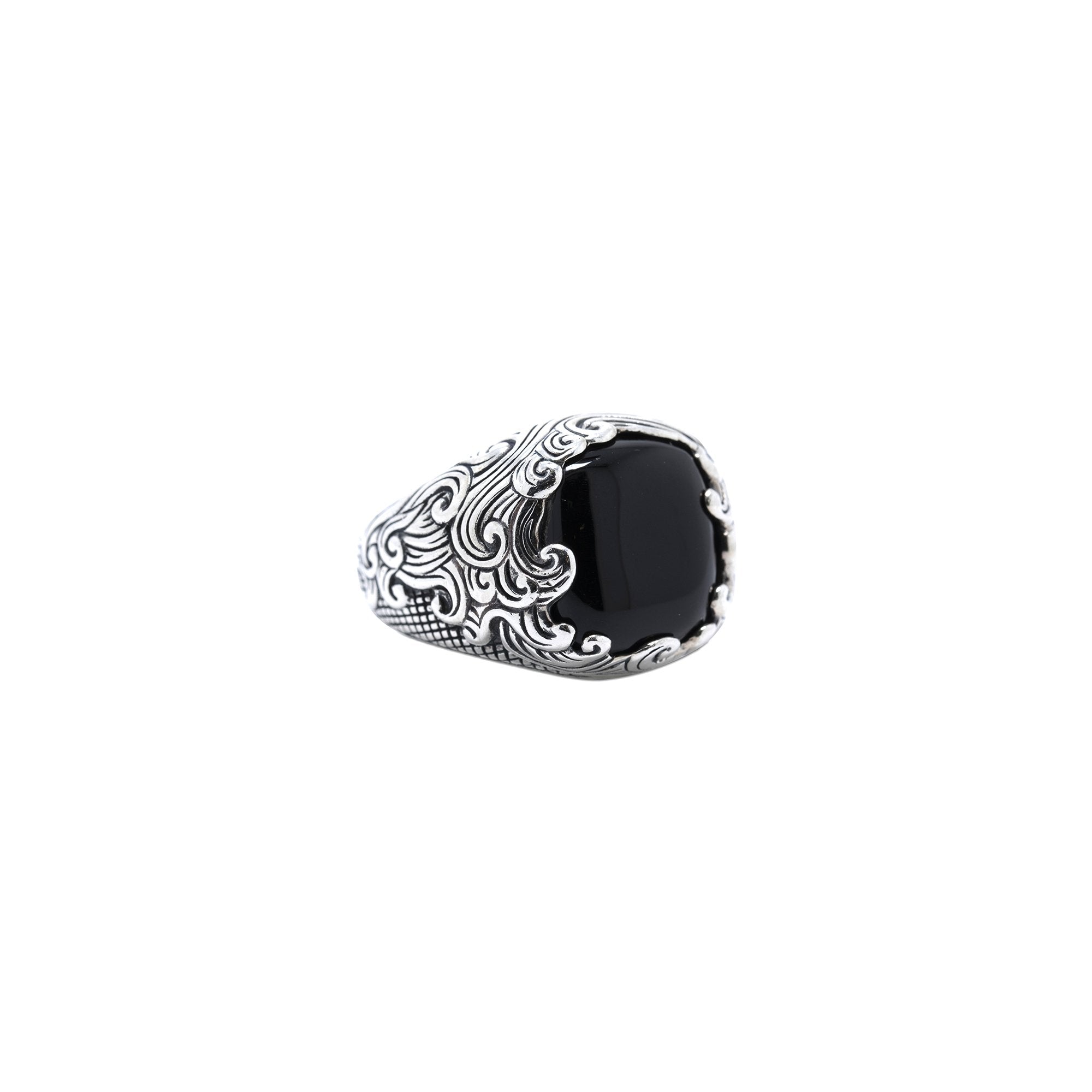 David Yurman Black Onyx Wave Signet Ring