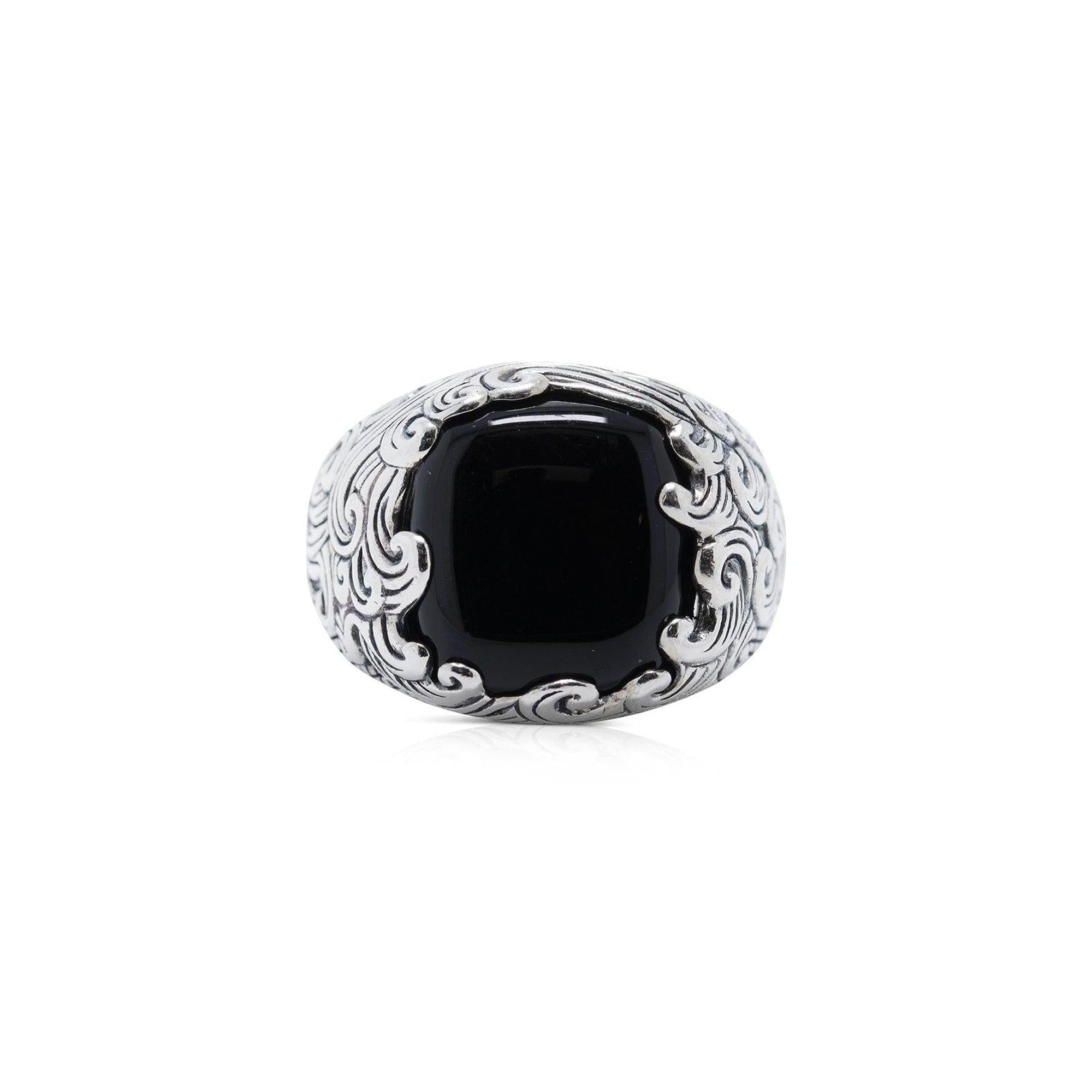 David Yurman Black Onyx Wave Signet Ring