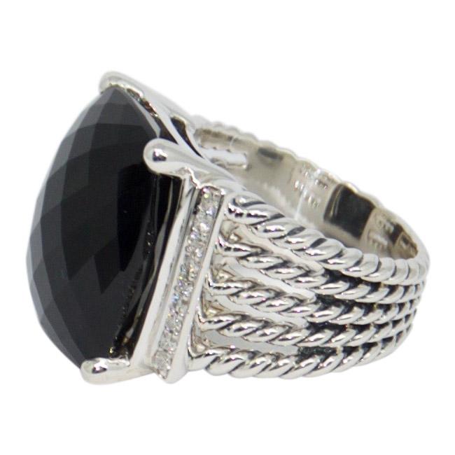 David Yurman Black Onyx and Diamond Wheaton Ring