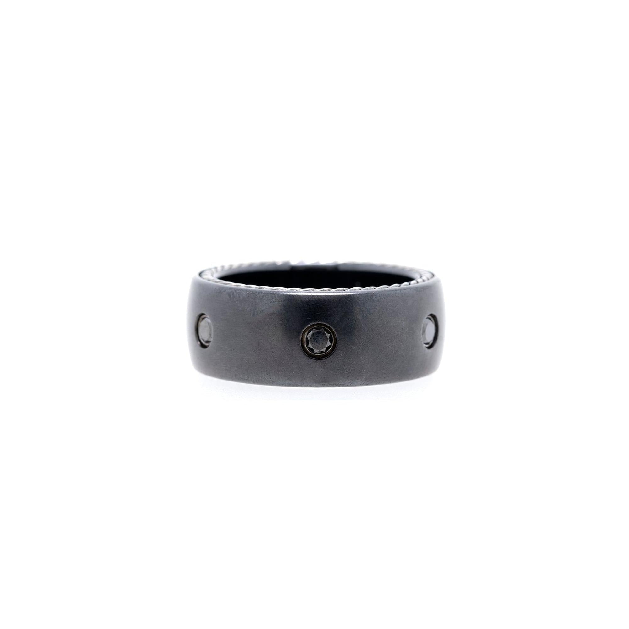 David Yurman Black Titanium Streamline Band Ring with Black Diamonds