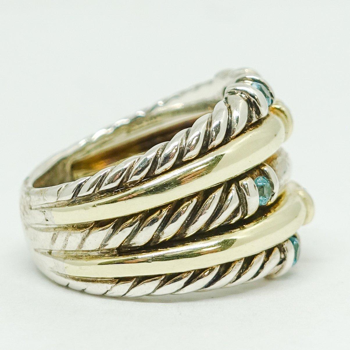 David Yurman Blue Topaz 5-Row Metro Cable Band Ring